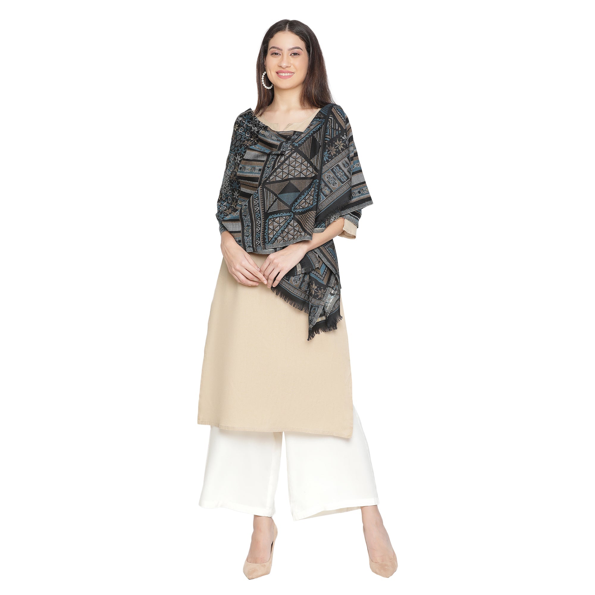 Exquisite Wool Woven Design Multicolor Shawl