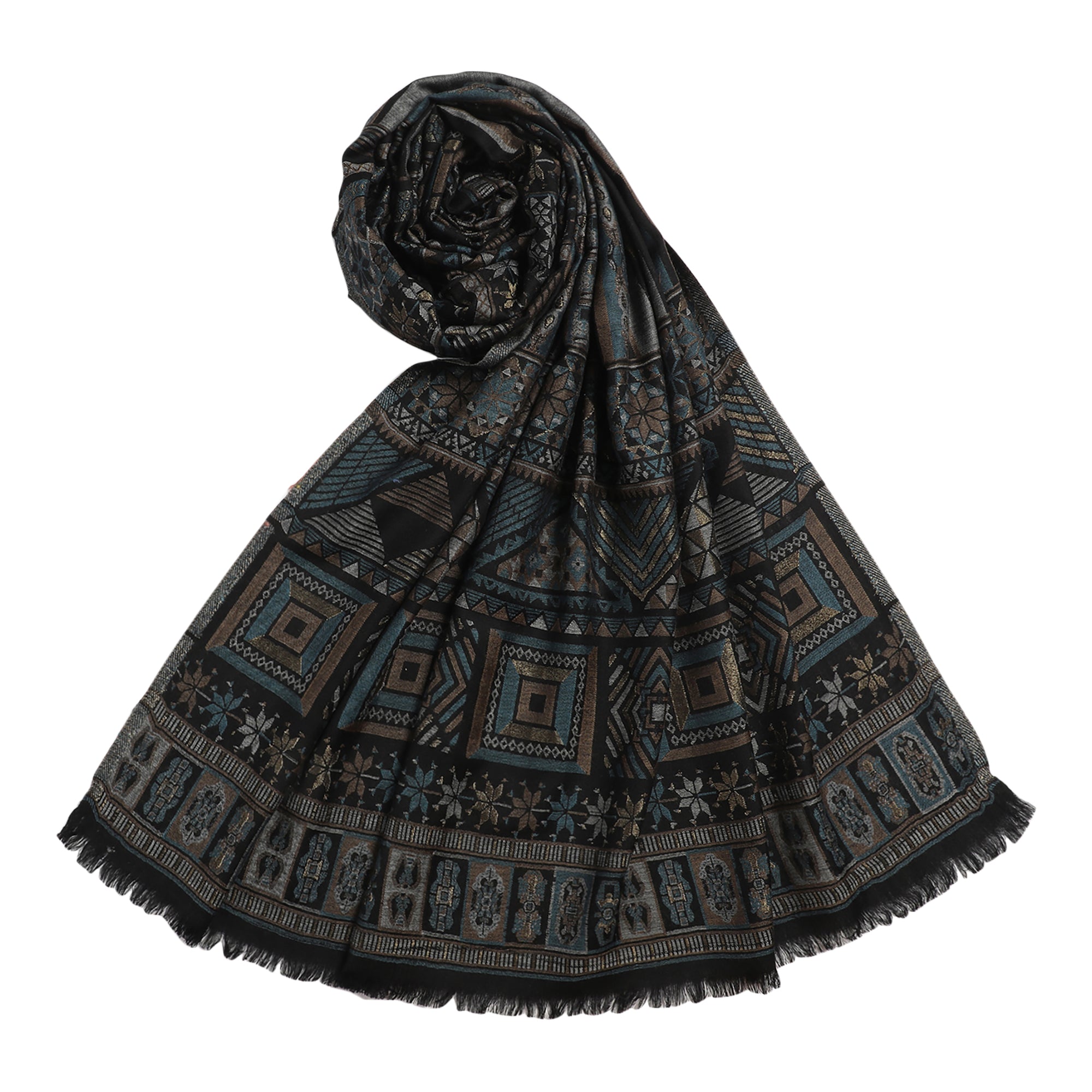Exquisite Wool Woven Design Multicolor Shawl