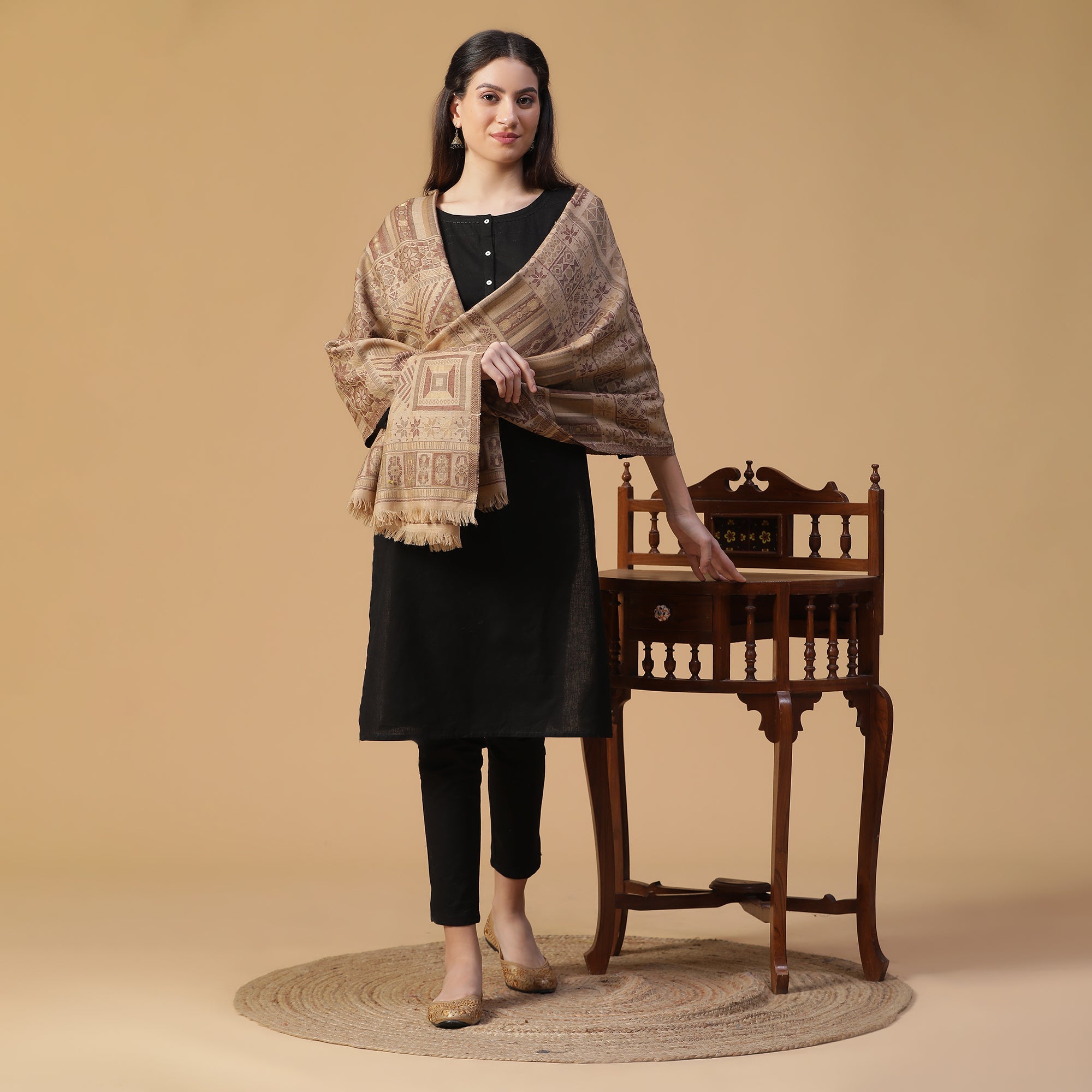 Exquisite Wool Woven Design Multicolor Shawl