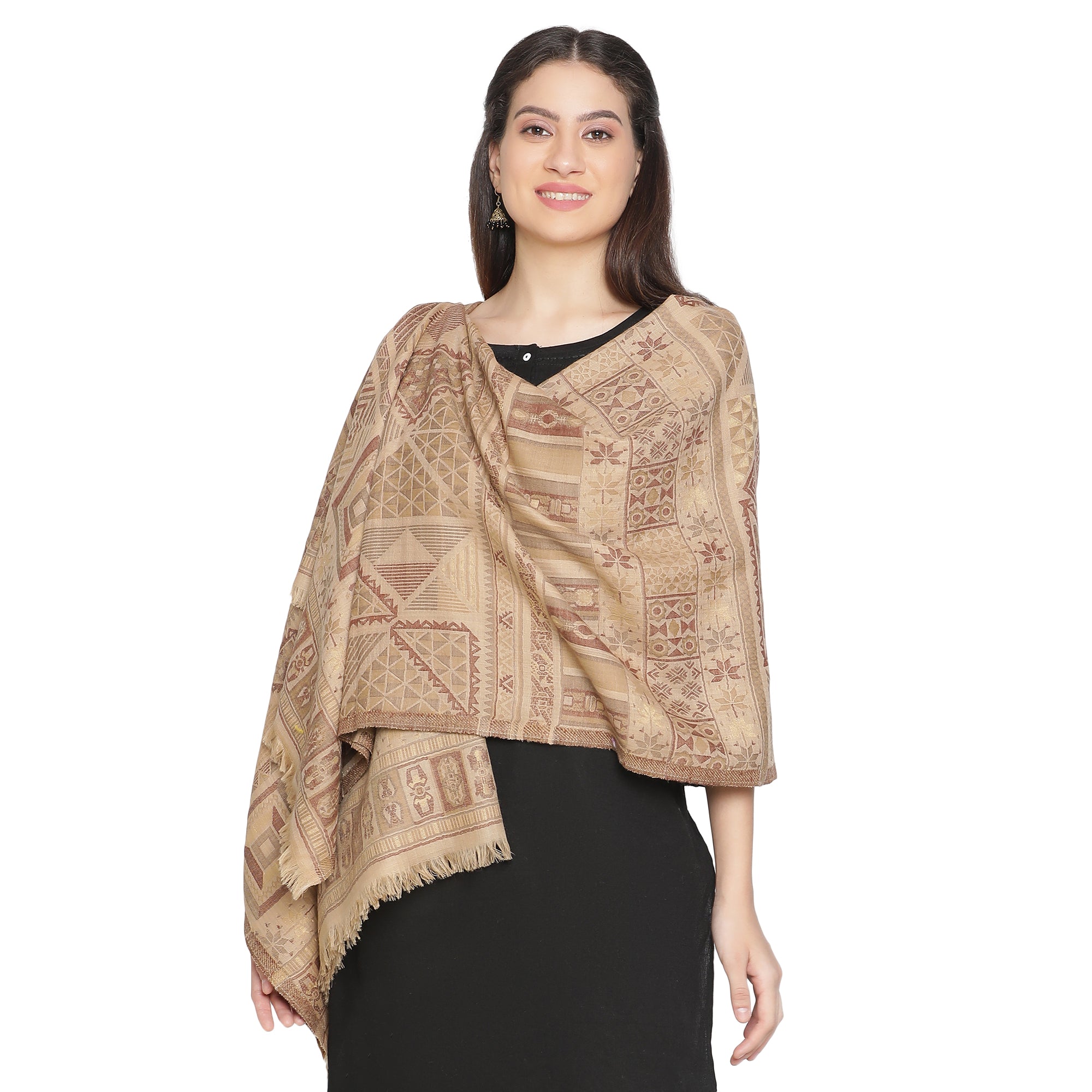 Exquisite Wool Woven Design Multicolor Shawl