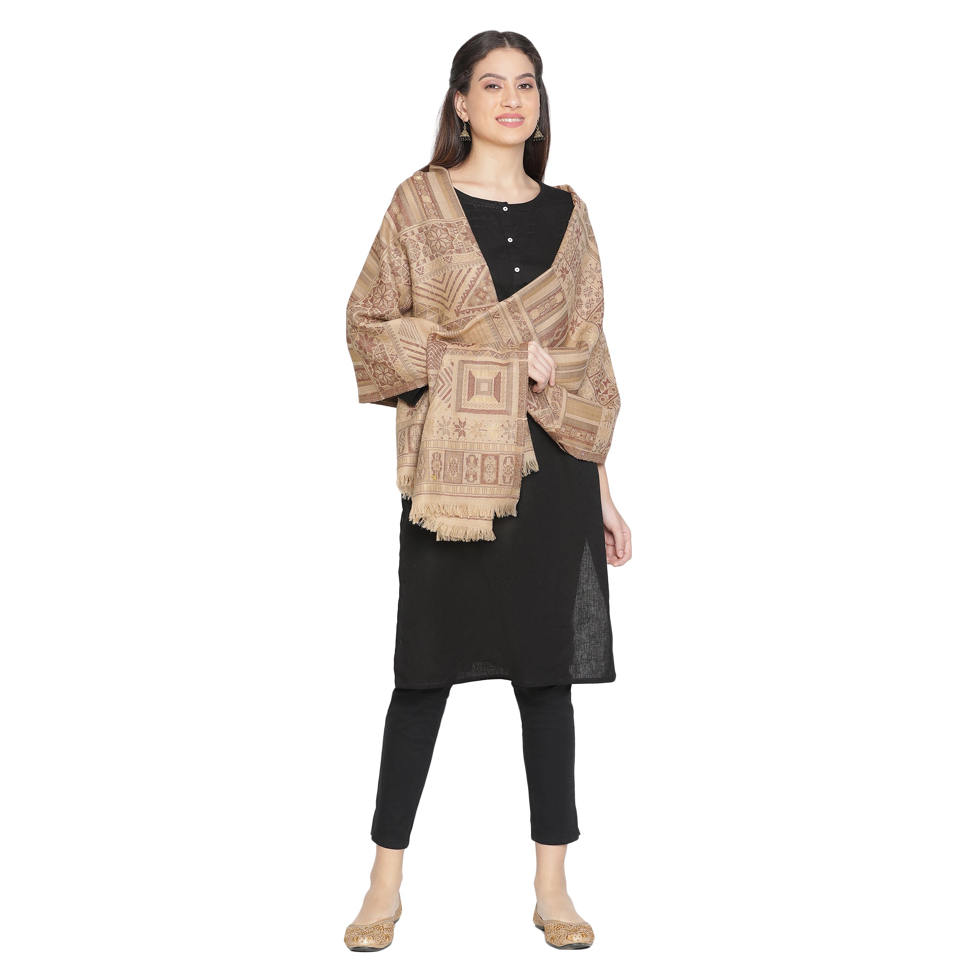 Exquisite Wool Woven Design Multicolor Shawl
