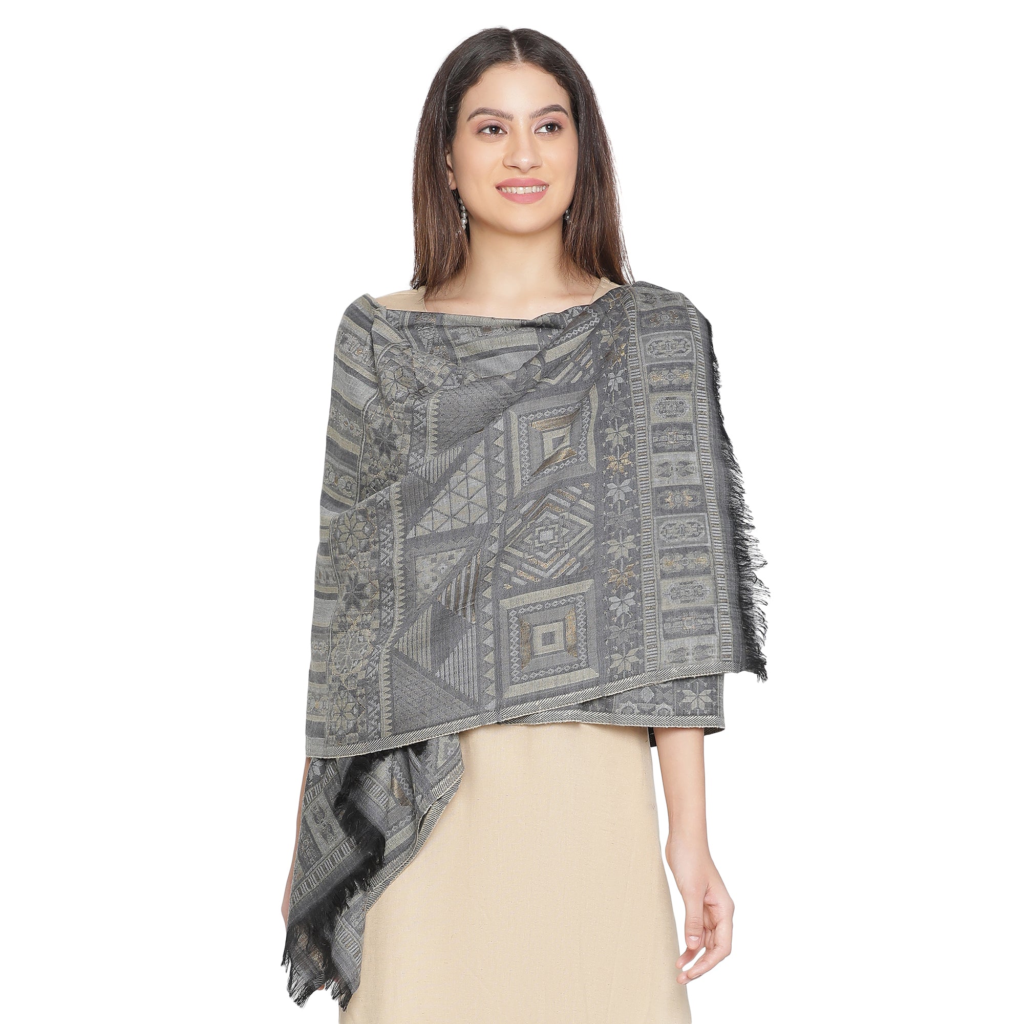 Exquisite Wool Woven Design Multicolor Shawl