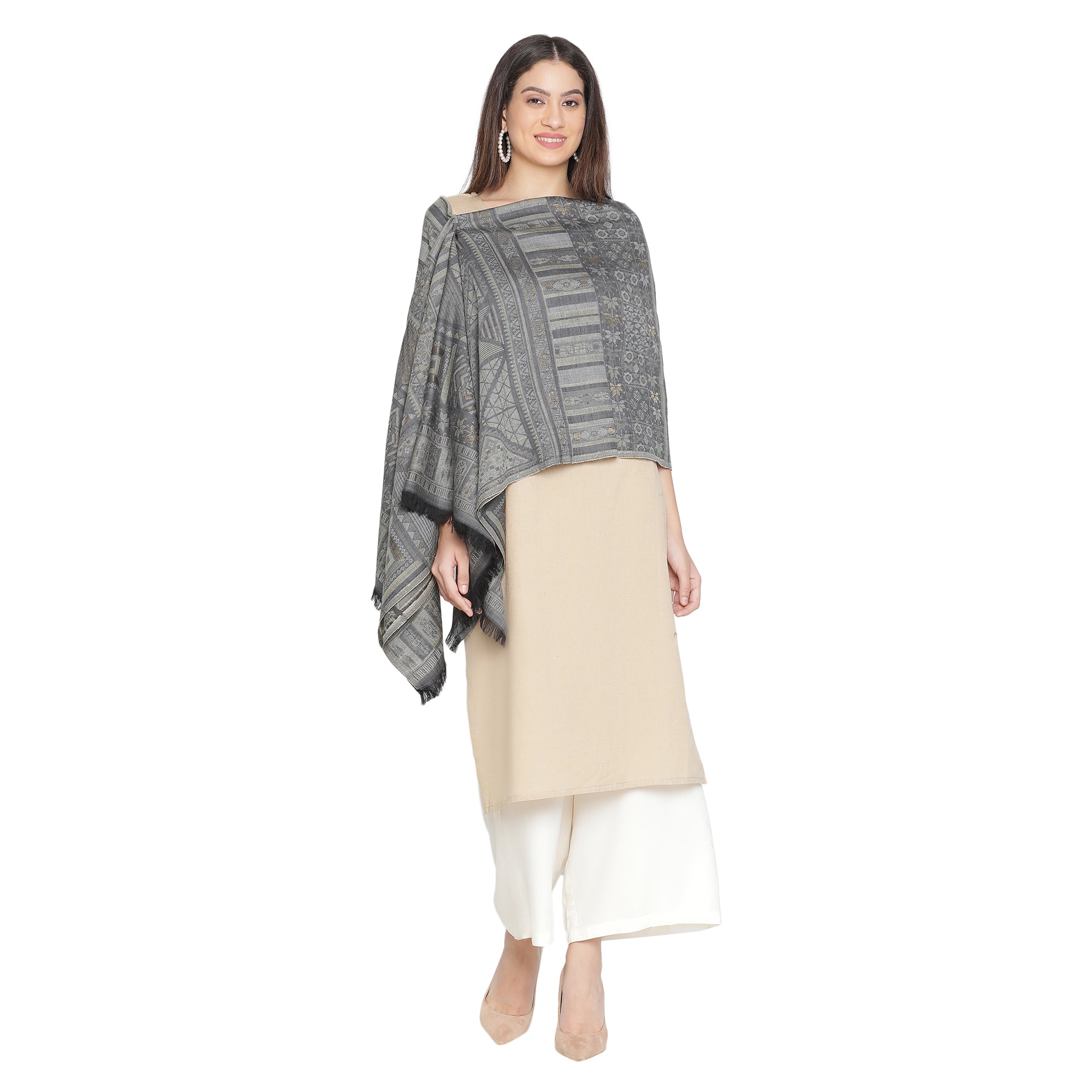 Exquisite Wool Woven Design Multicolor Shawl