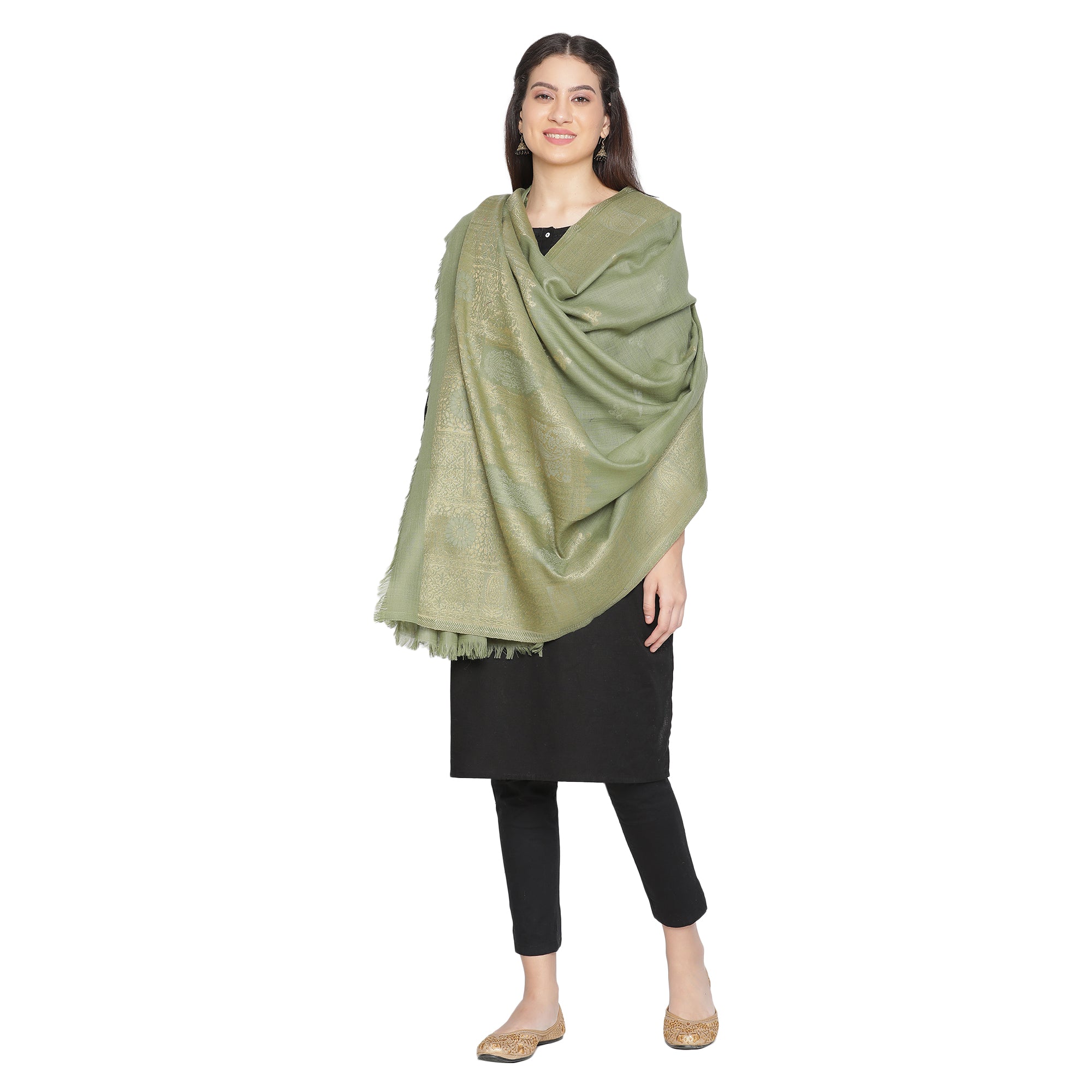 Abiya Splendid Woolen Sheen Woven Design Shawl