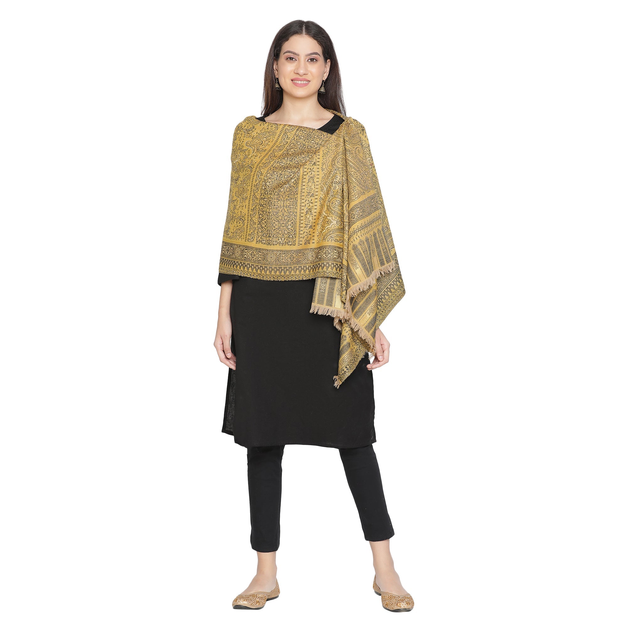 Sakina Woven Design Graceful Woolen Metal Drape Shawl