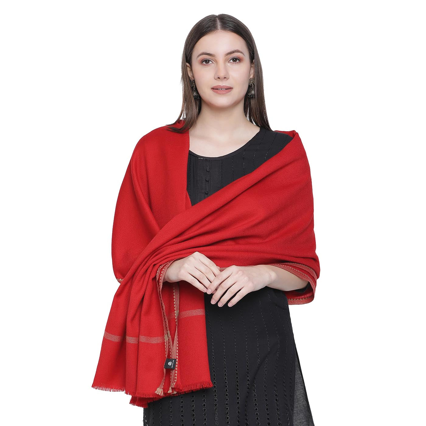 Black Shine Shawl Claret Red