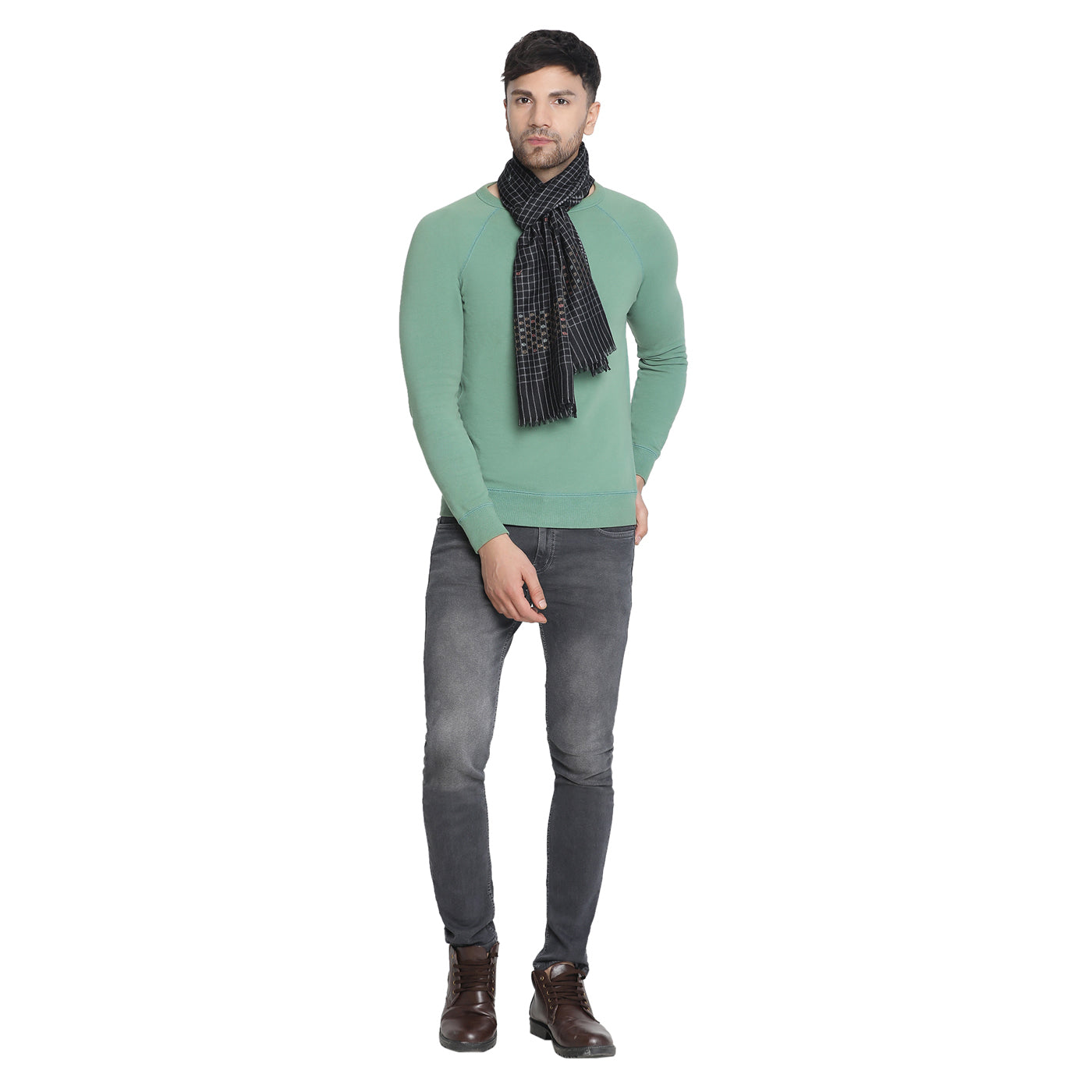 Check Black Woolen Dobby Muffler