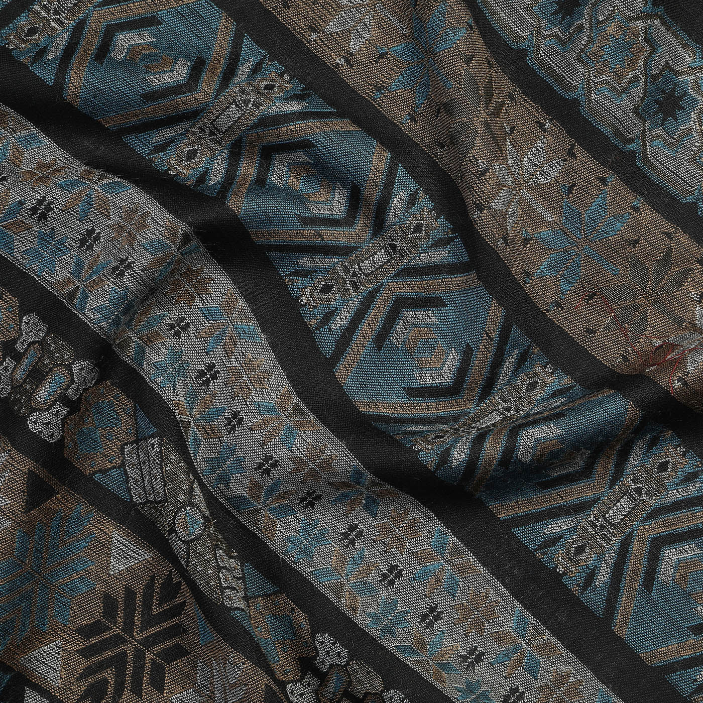 Jay Black Wool Metallic Jacquard Muffler