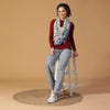 Blue Printed Modal Silk Stole