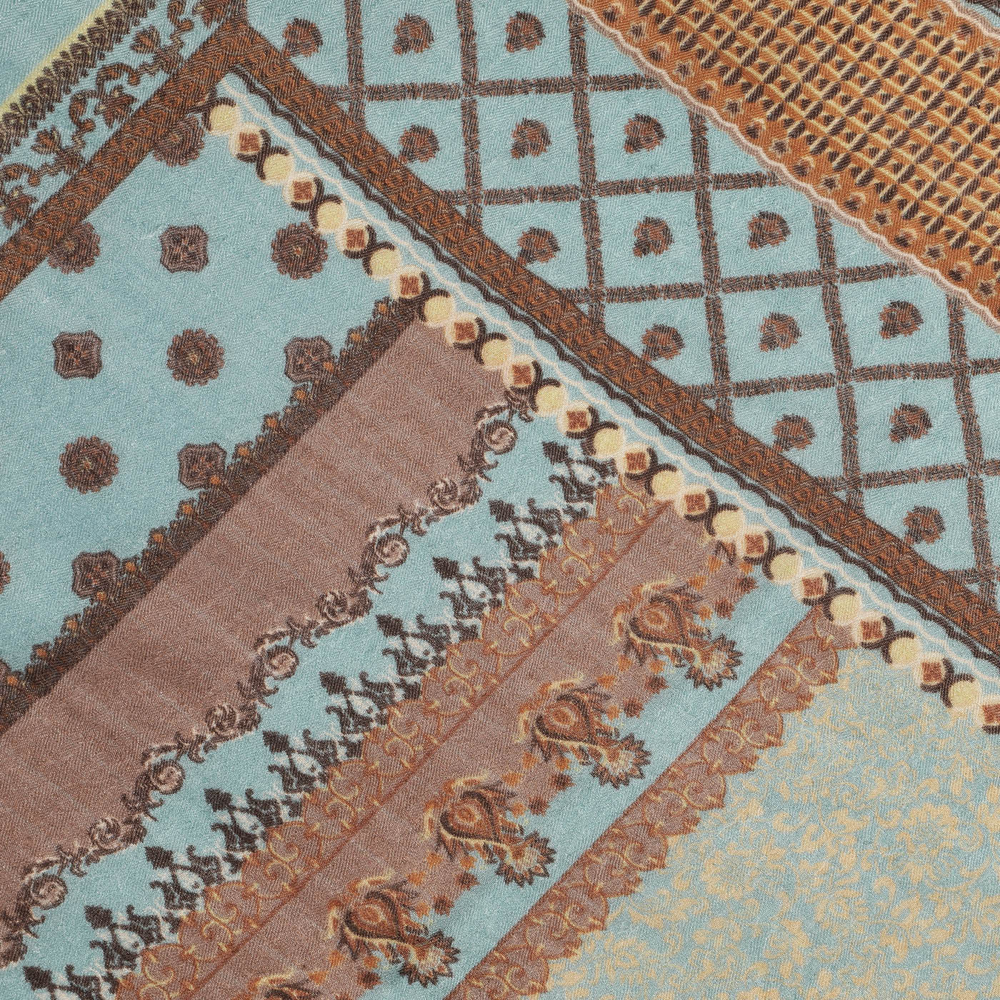Adeel Sky Blue Wool Silk Printed Muffler