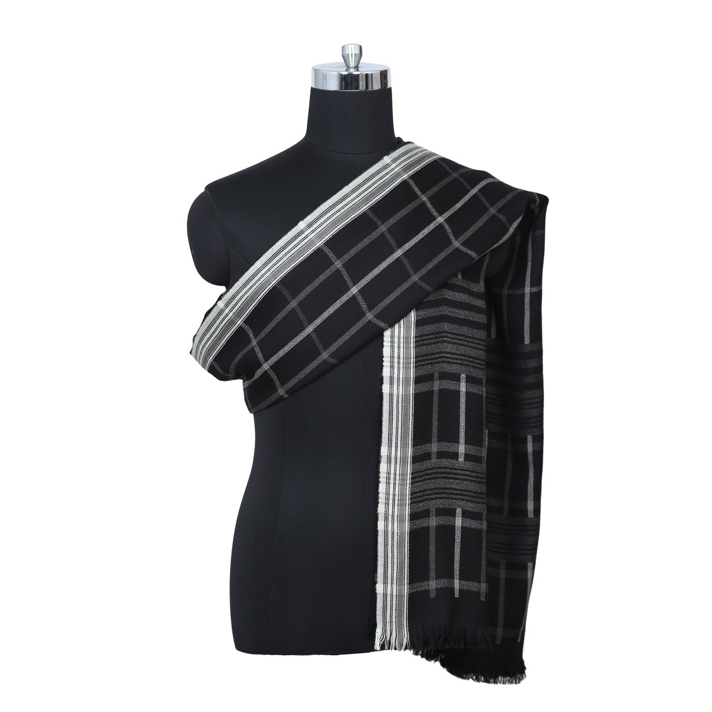 Candid Checks Black   Lohi Shawl