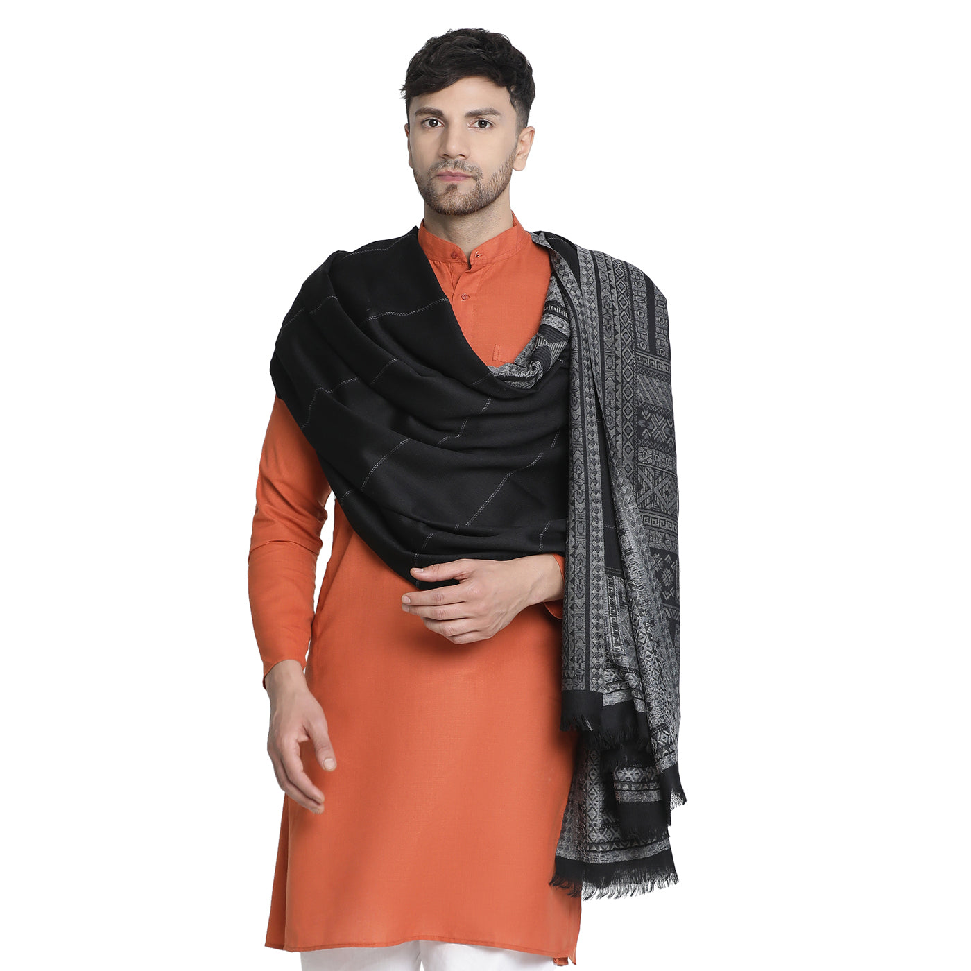Veer Black Wool Jacquard Lohi