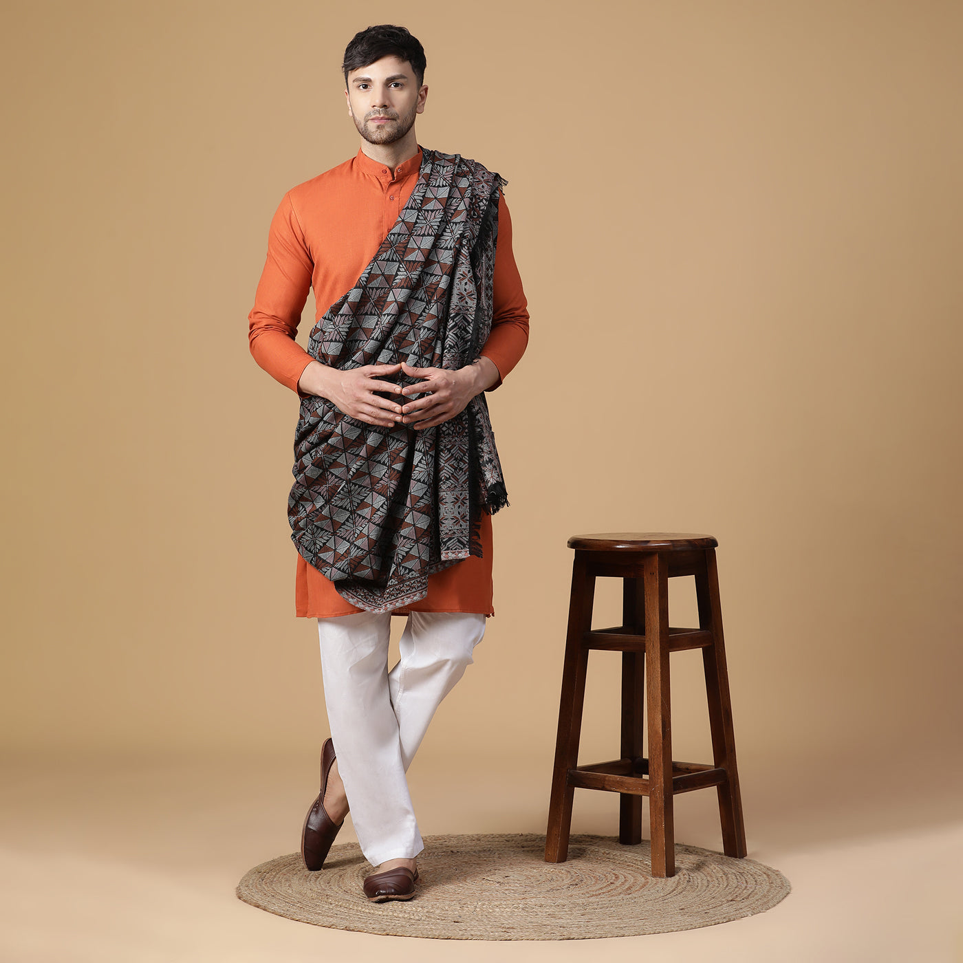 Daksh Black Wool Jacquard Lohi