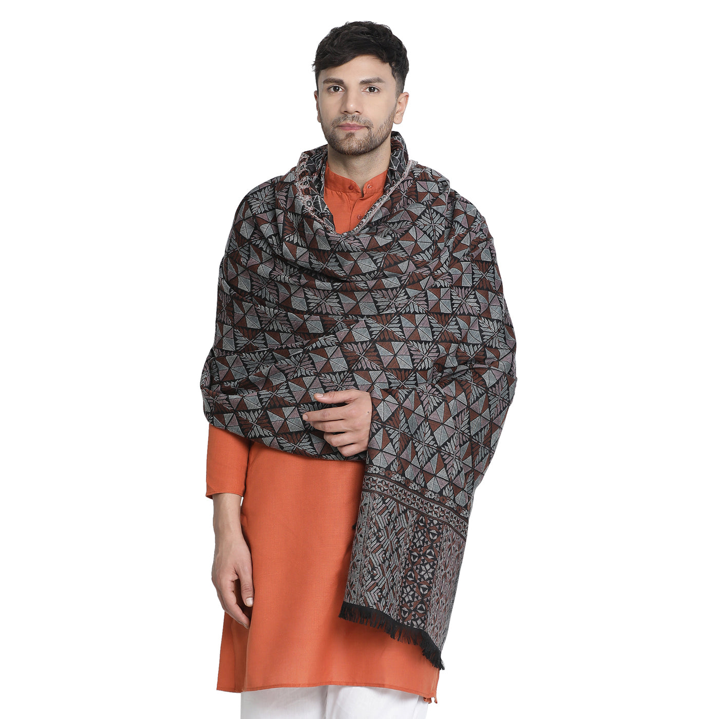 Daksh Black Wool Jacquard Lohi