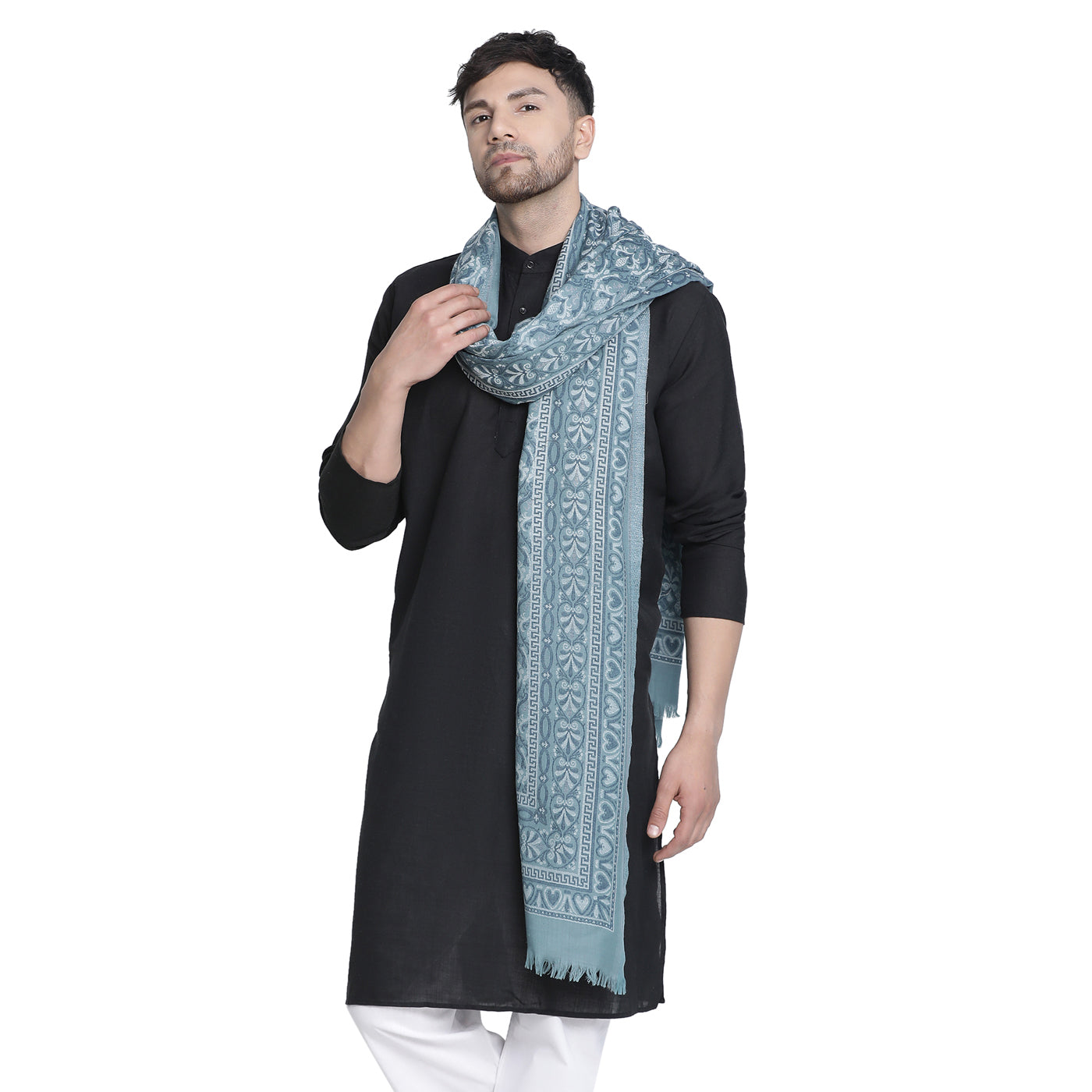 Ahmed Sky Blue Wool Jacquard Lohi