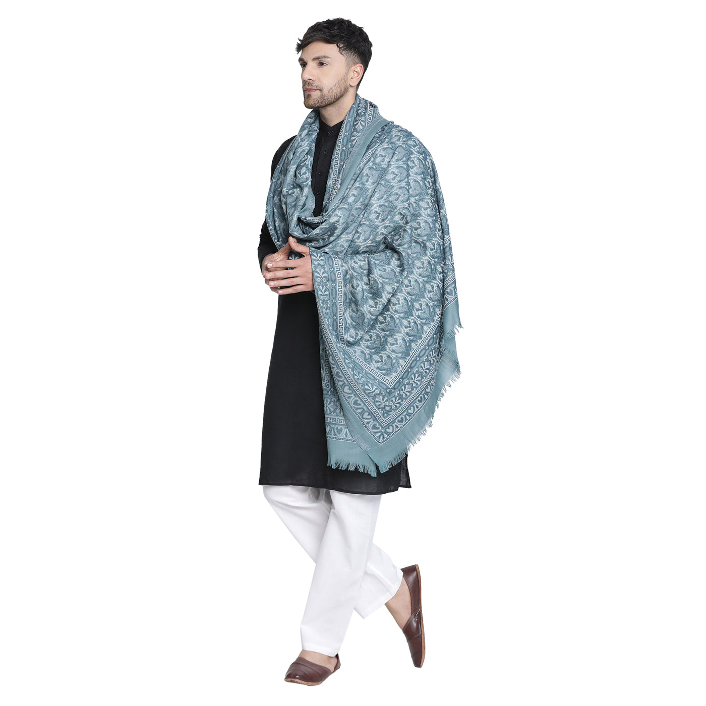 Ahmed Sky Blue Wool Jacquard Lohi
