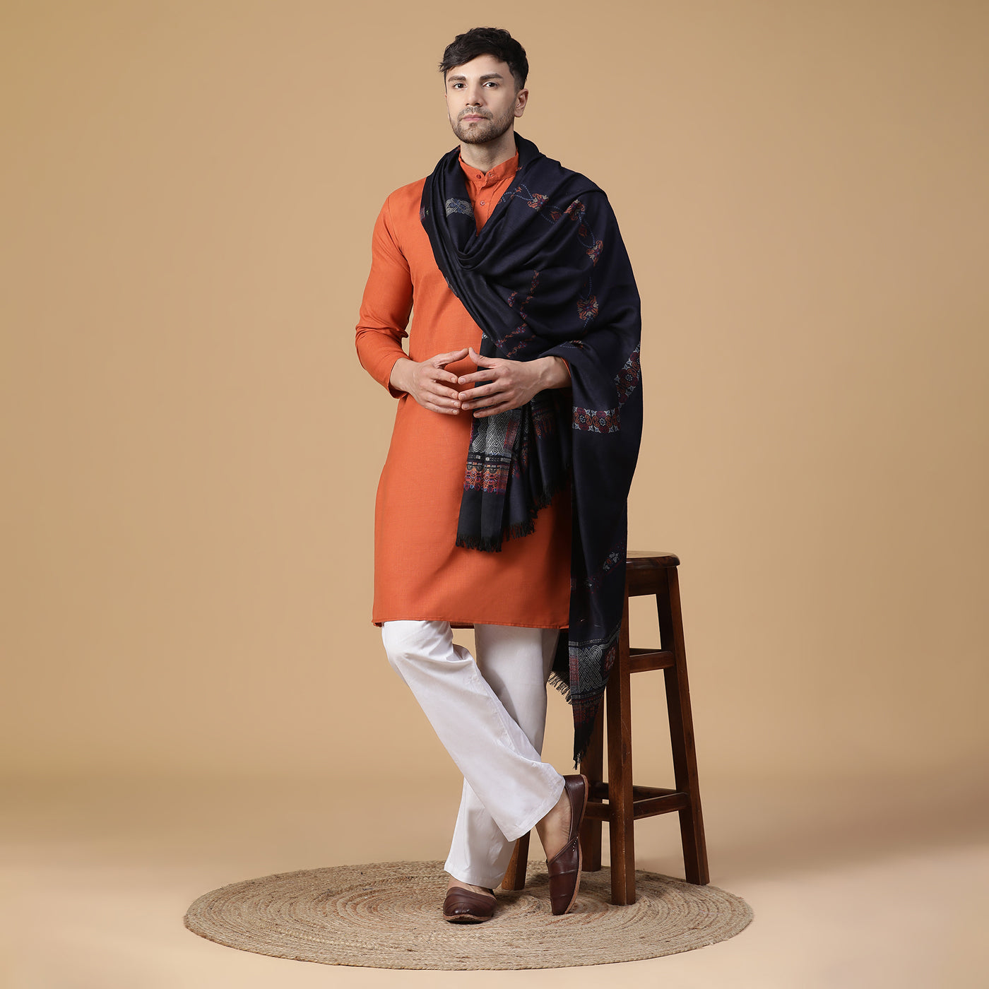 Ares Navy Wool Jacquard Lohi