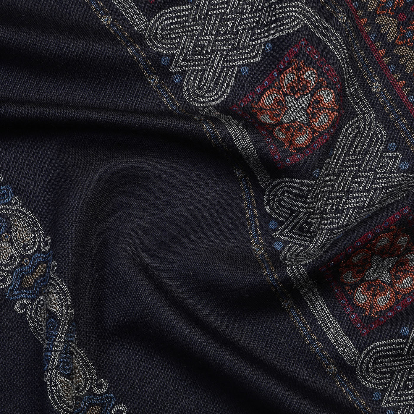 Ares Navy Wool Jacquard Lohi