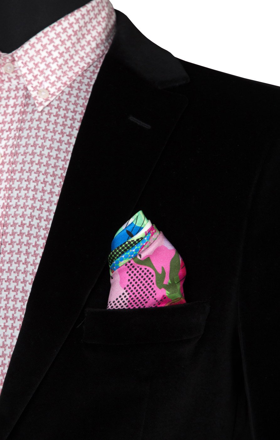 Digital Splash Printed Silk Pocket Square