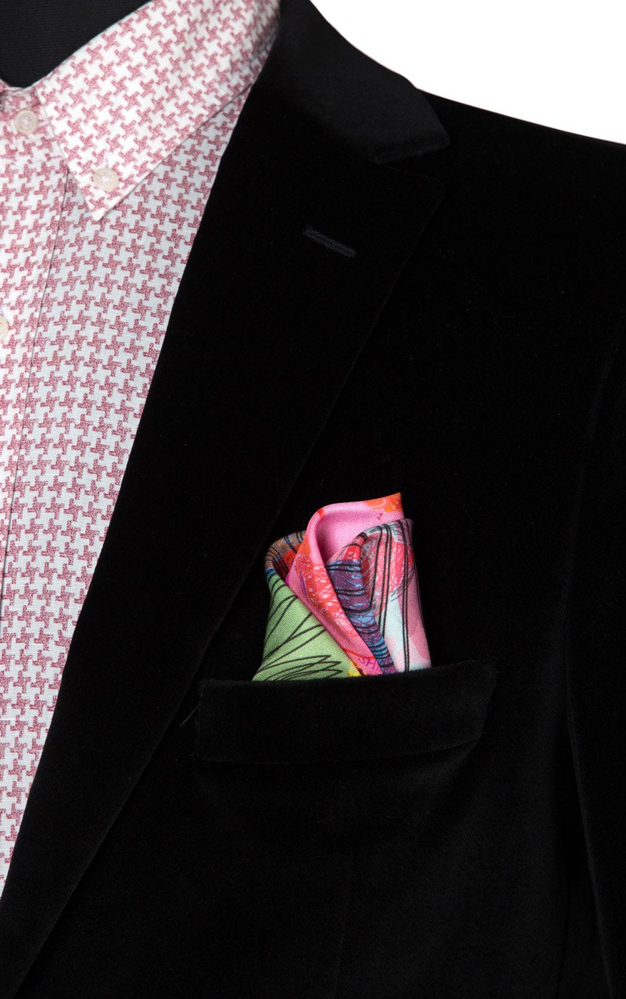 Digital Splash Printed Silk Pocket Square