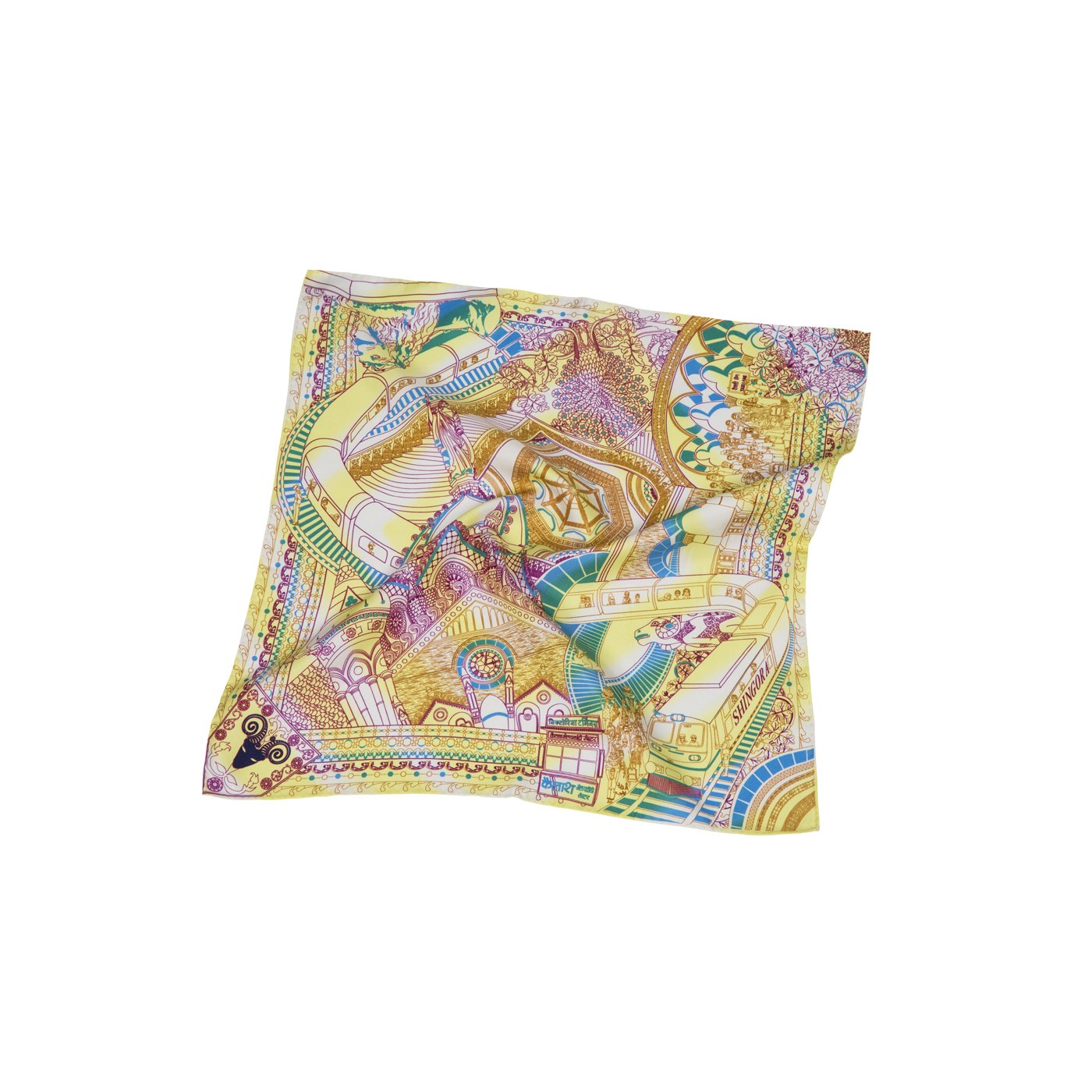 Victoria Terminus Printed Silk Pocket Square