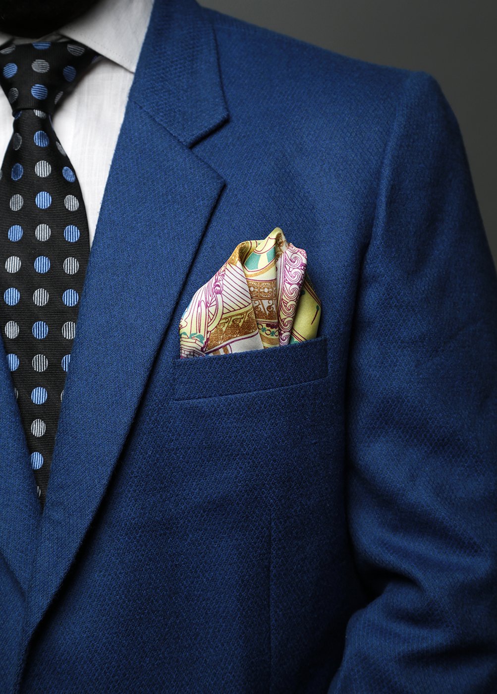 Victoria Terminus Printed Silk Pocket Square