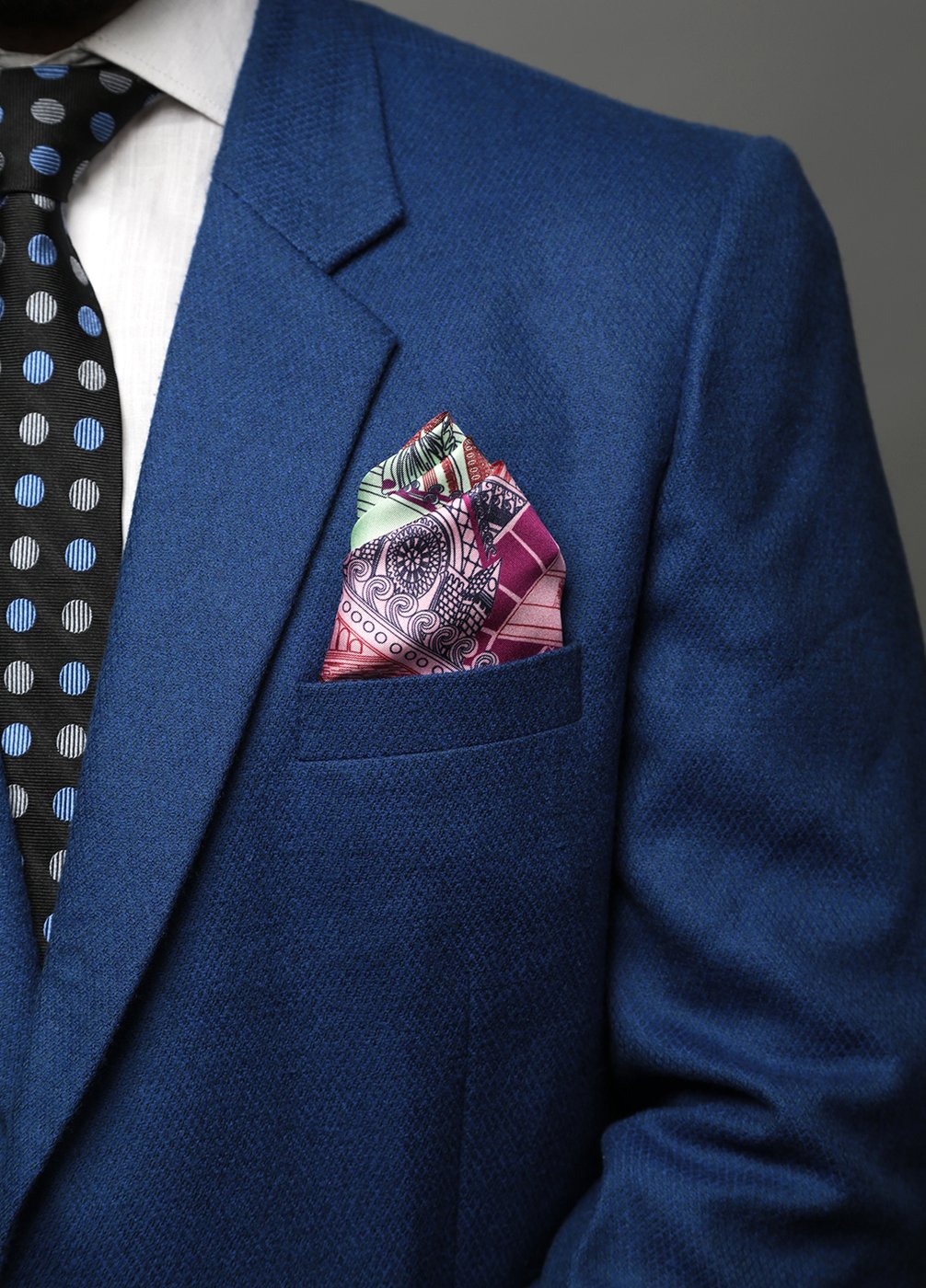 Victoria Terminus Printed Silk Pocket Square
