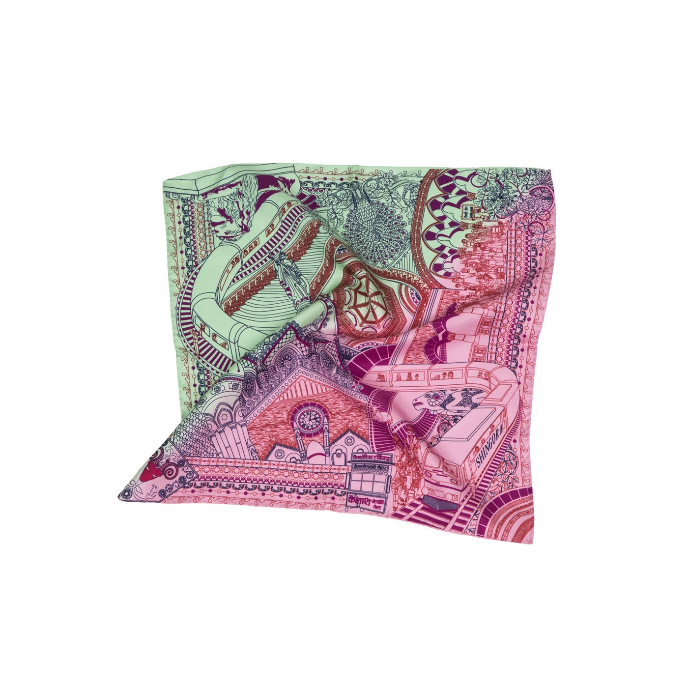 Victoria Terminus Printed Silk Pocket Square