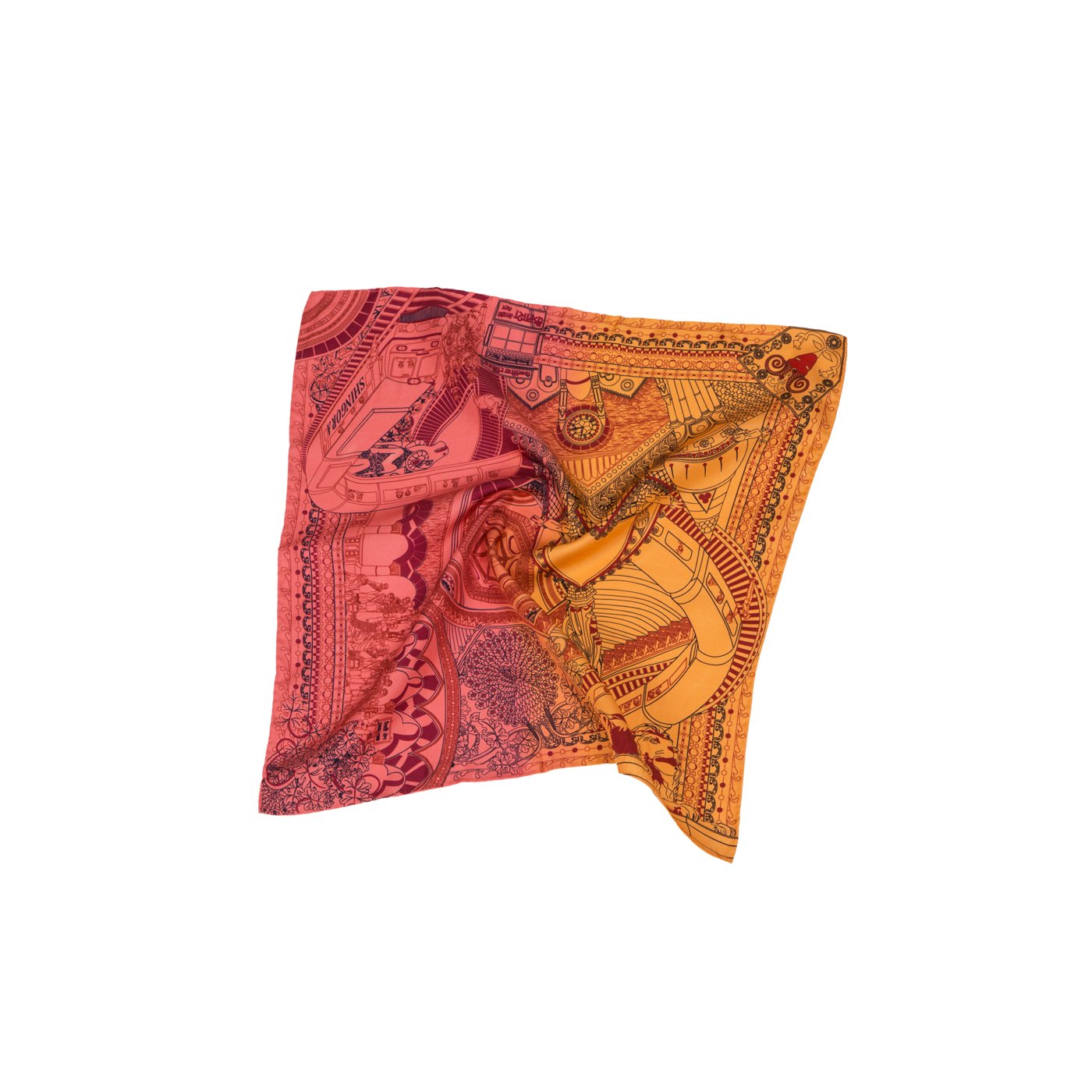 Victoria Terminus Printed Silk Pocket Square