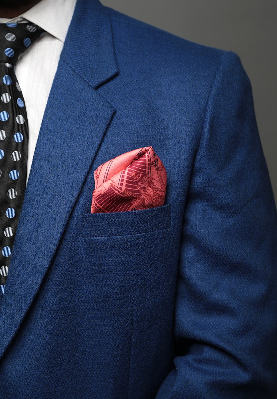 Victoria Terminus Printed Silk Pocket Square