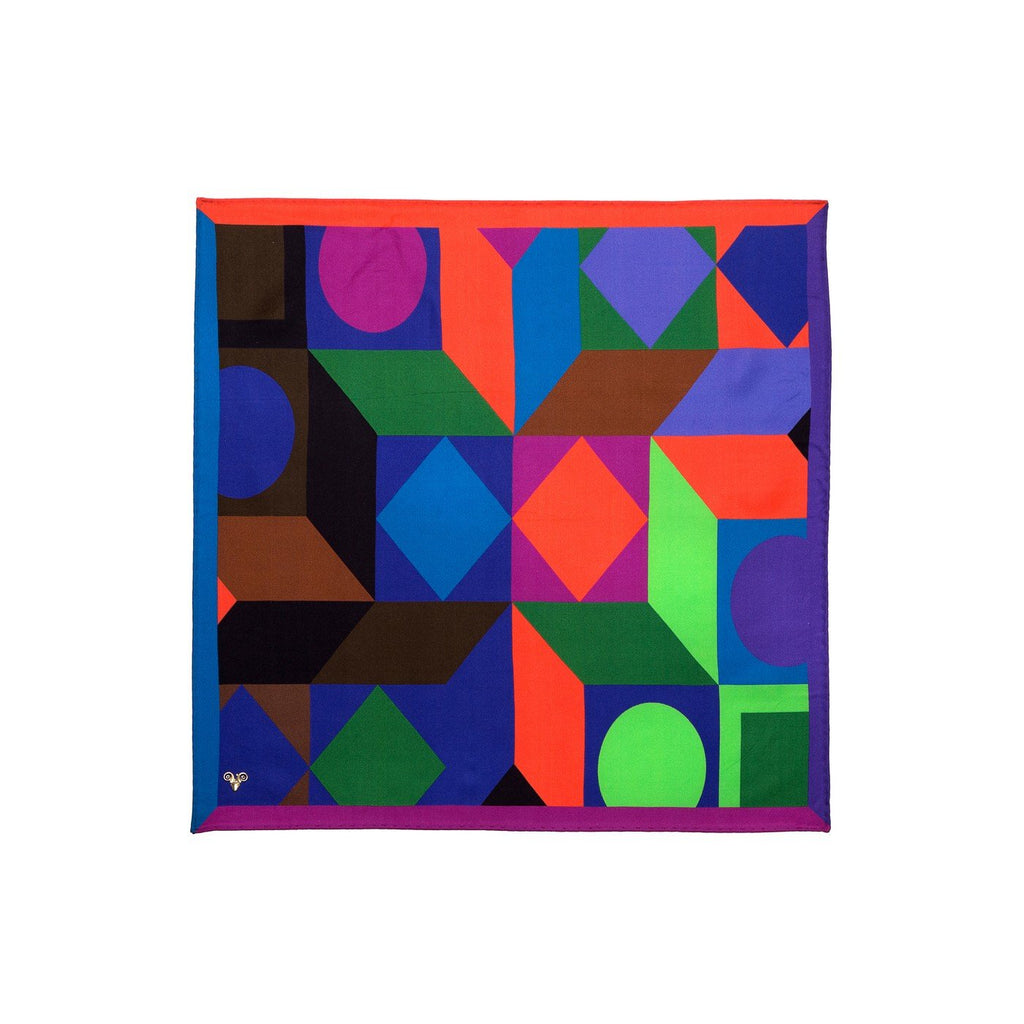 Multicolor Geo Puzzle Silk Pocket Square