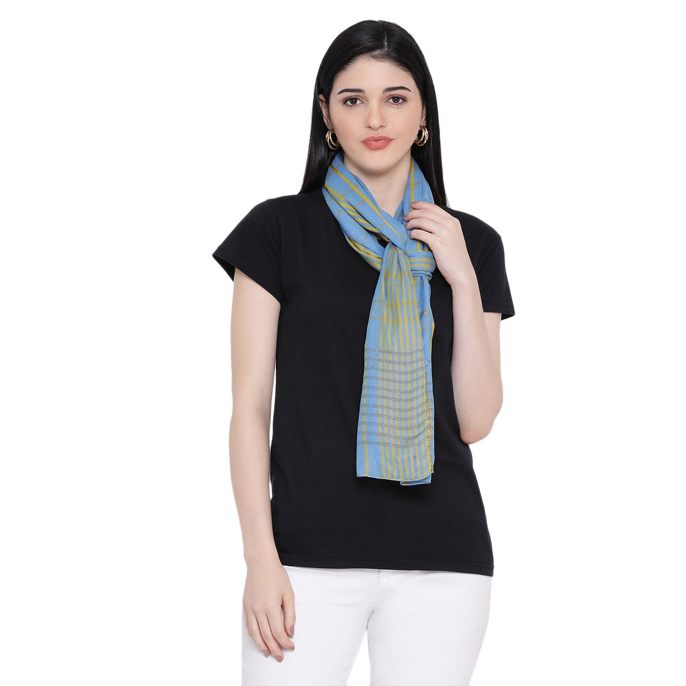 blue cotton stoles for ladies - Shingora
