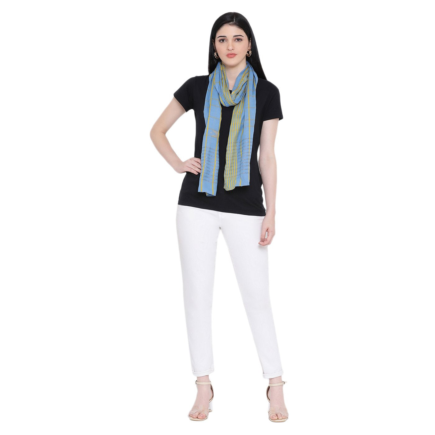blue cotton stoles for ladies - Shingora