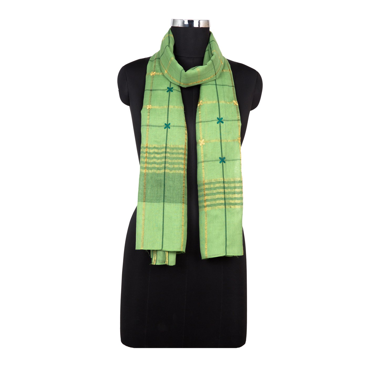 green cotton stoles for ladies - Shingora