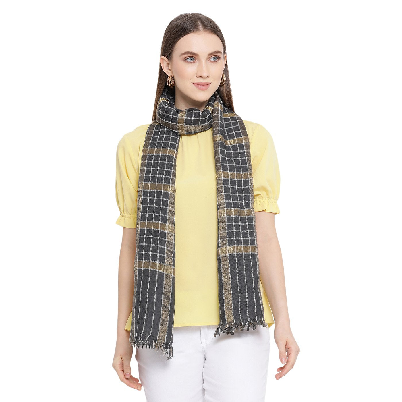 grey woolen stole for ladies - Shingora