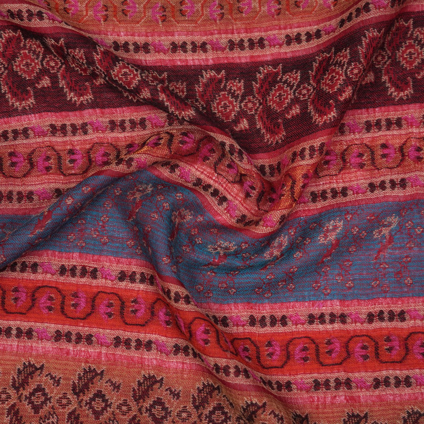 Ikat Floral Stripe Woolen Stole