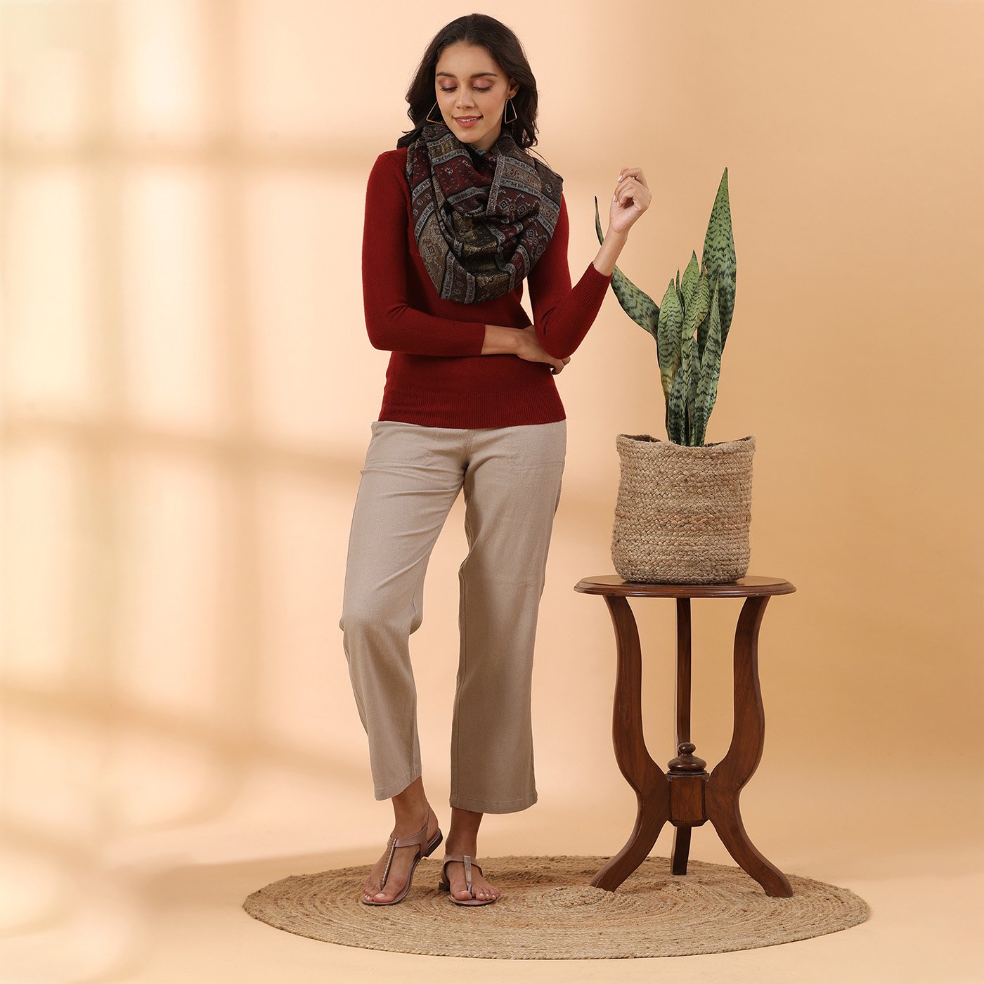 Ikat Floral Stripe Woolen Stole
