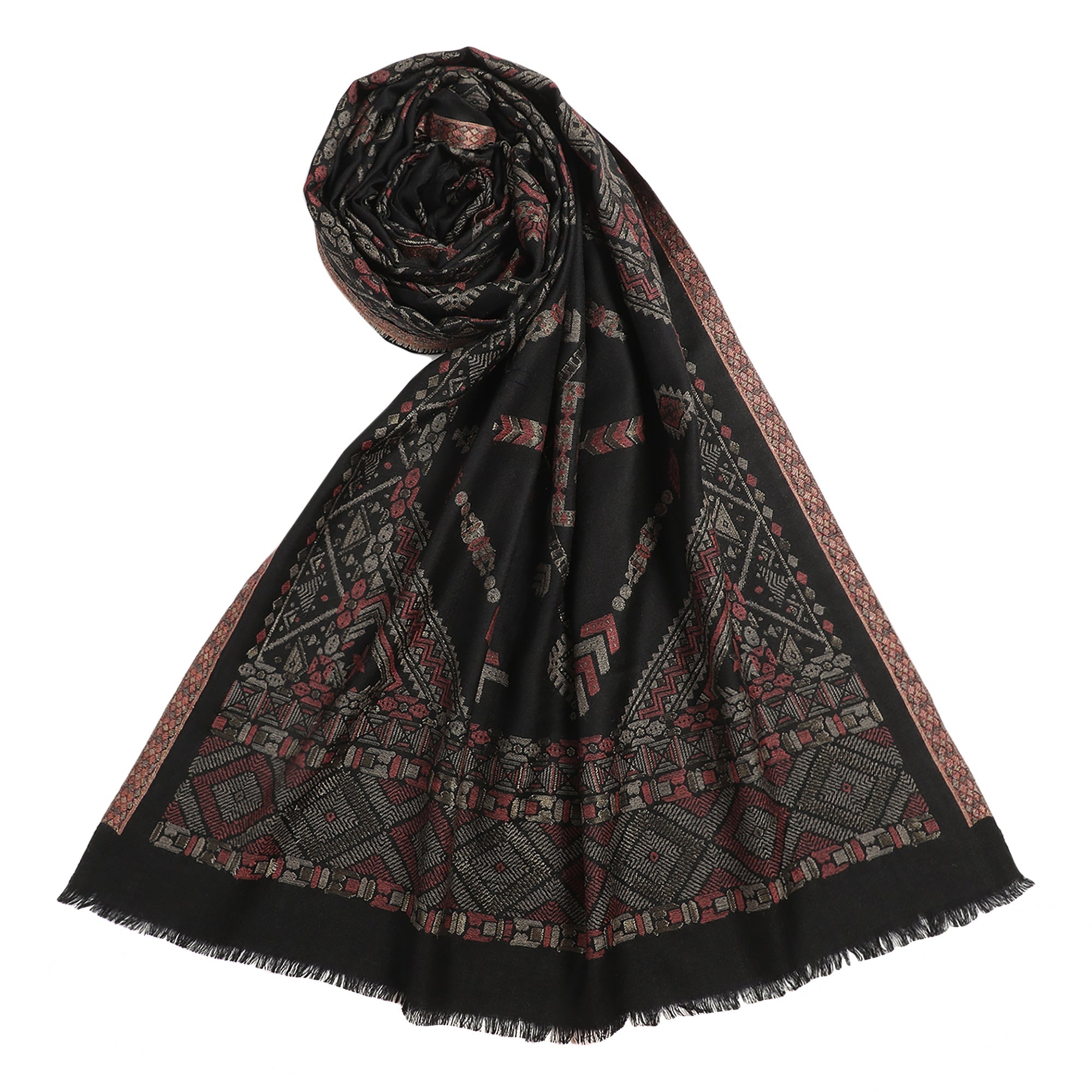 Siya Creamy Woven Design Opulence Wool Stole