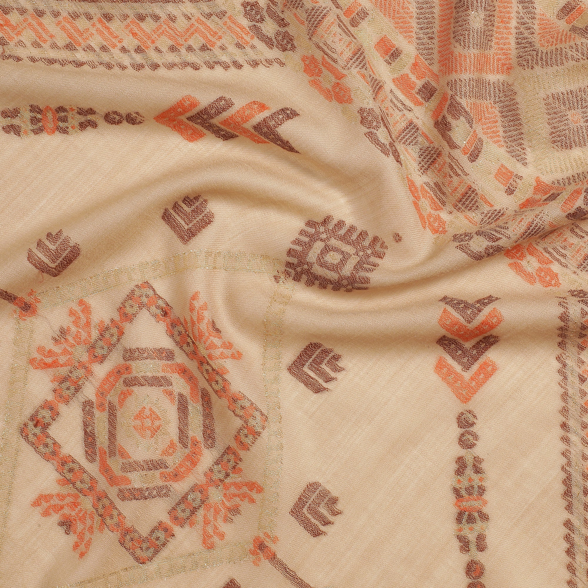 Siya Creamy Woven Design Opulence Wool Stole