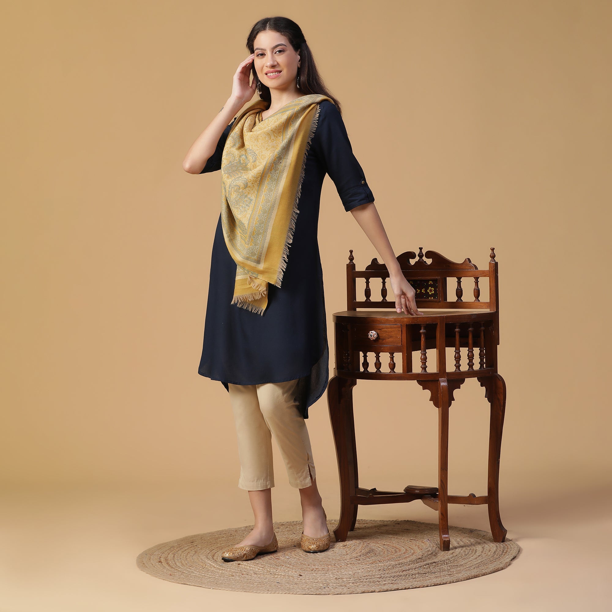 Ozza Winter Woolen Woven Design Stole