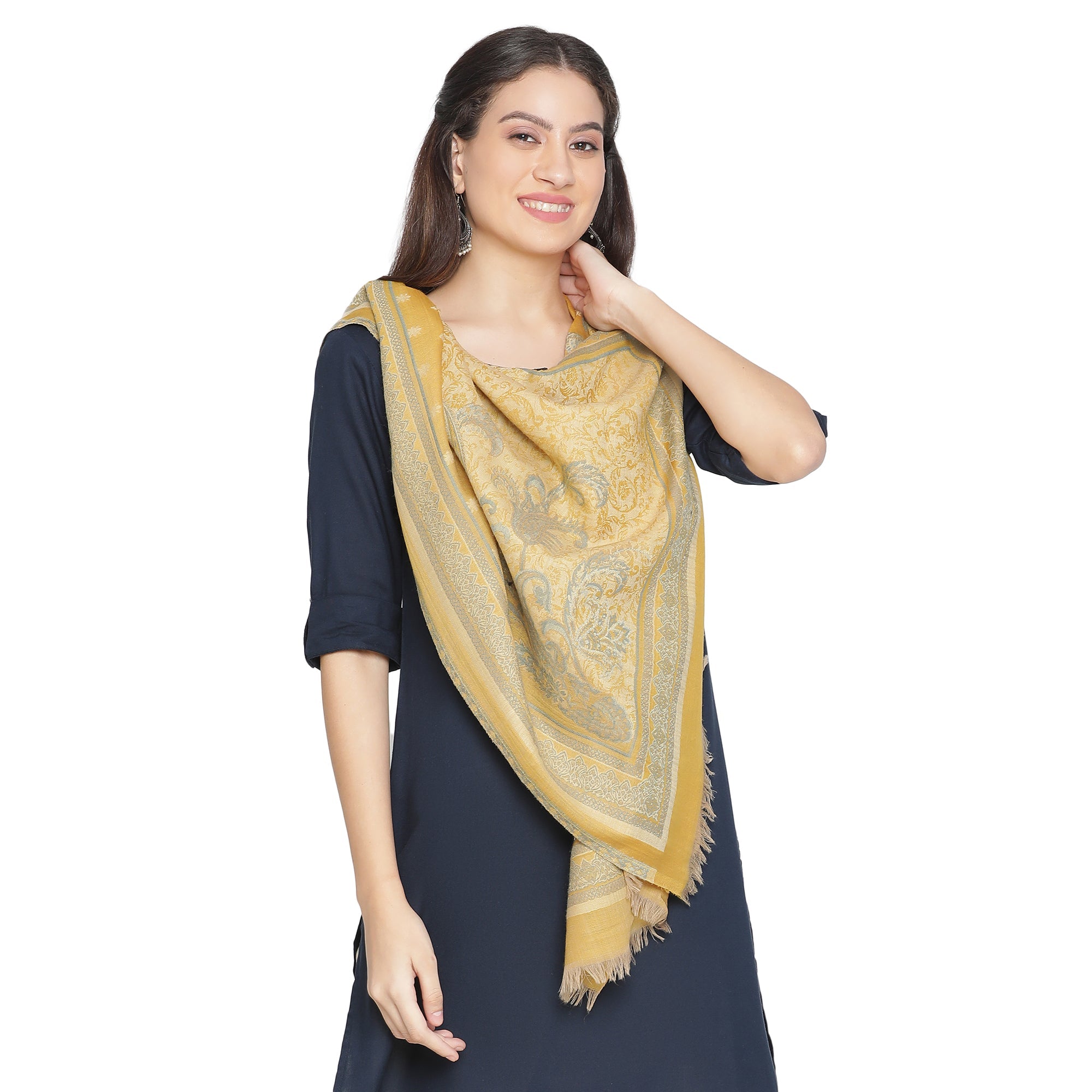 Ozza Winter Woolen Woven Design Stole