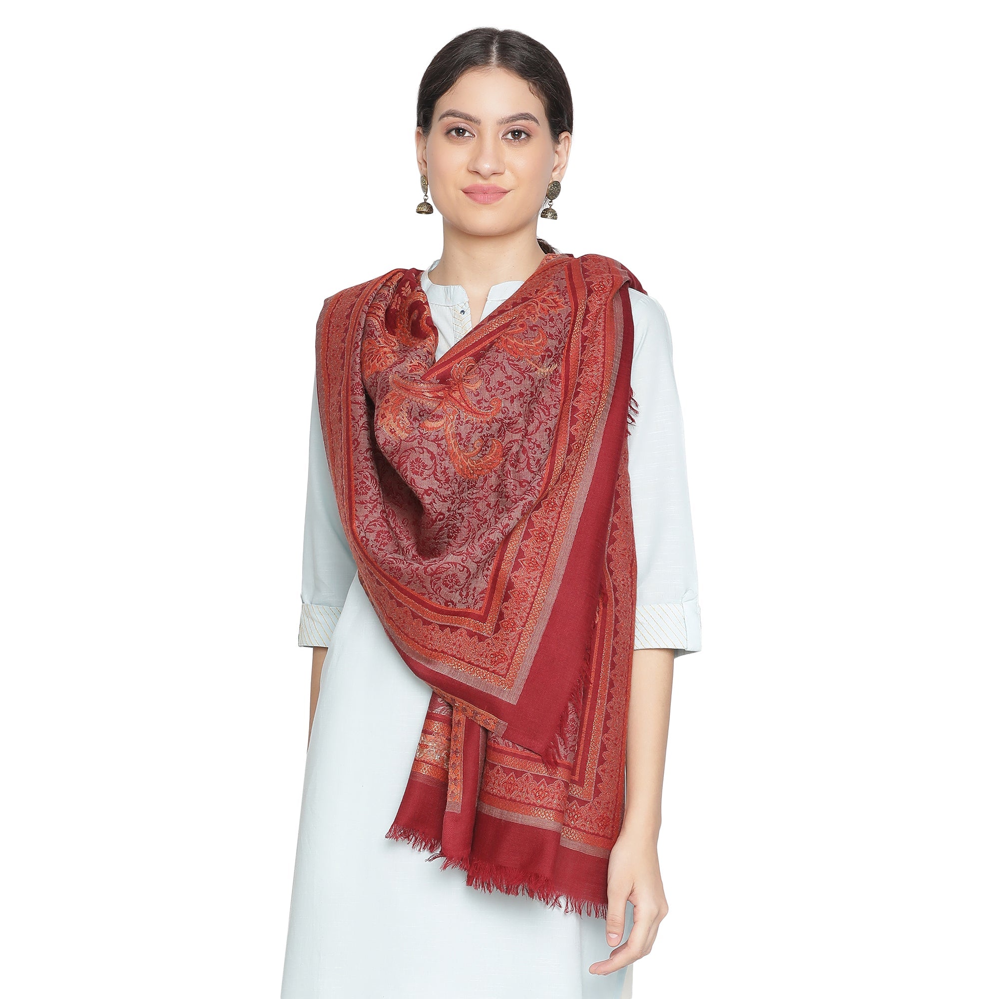 Ozza Winter Woolen Woven Design Stole