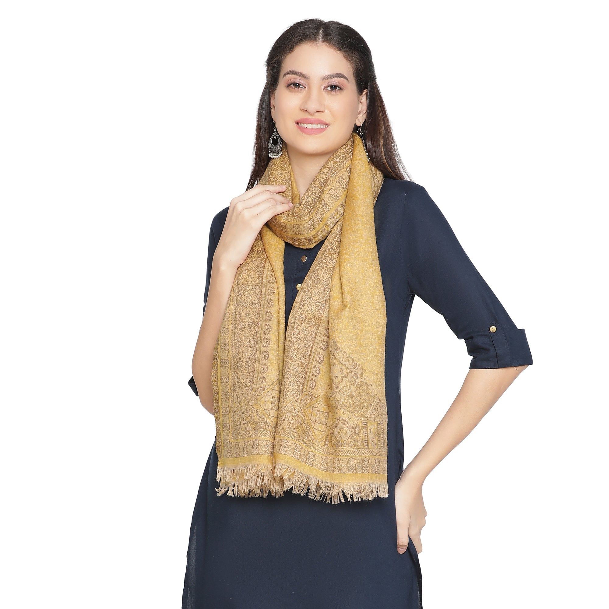 Rafat Gleaming Woven Design Wool Stole