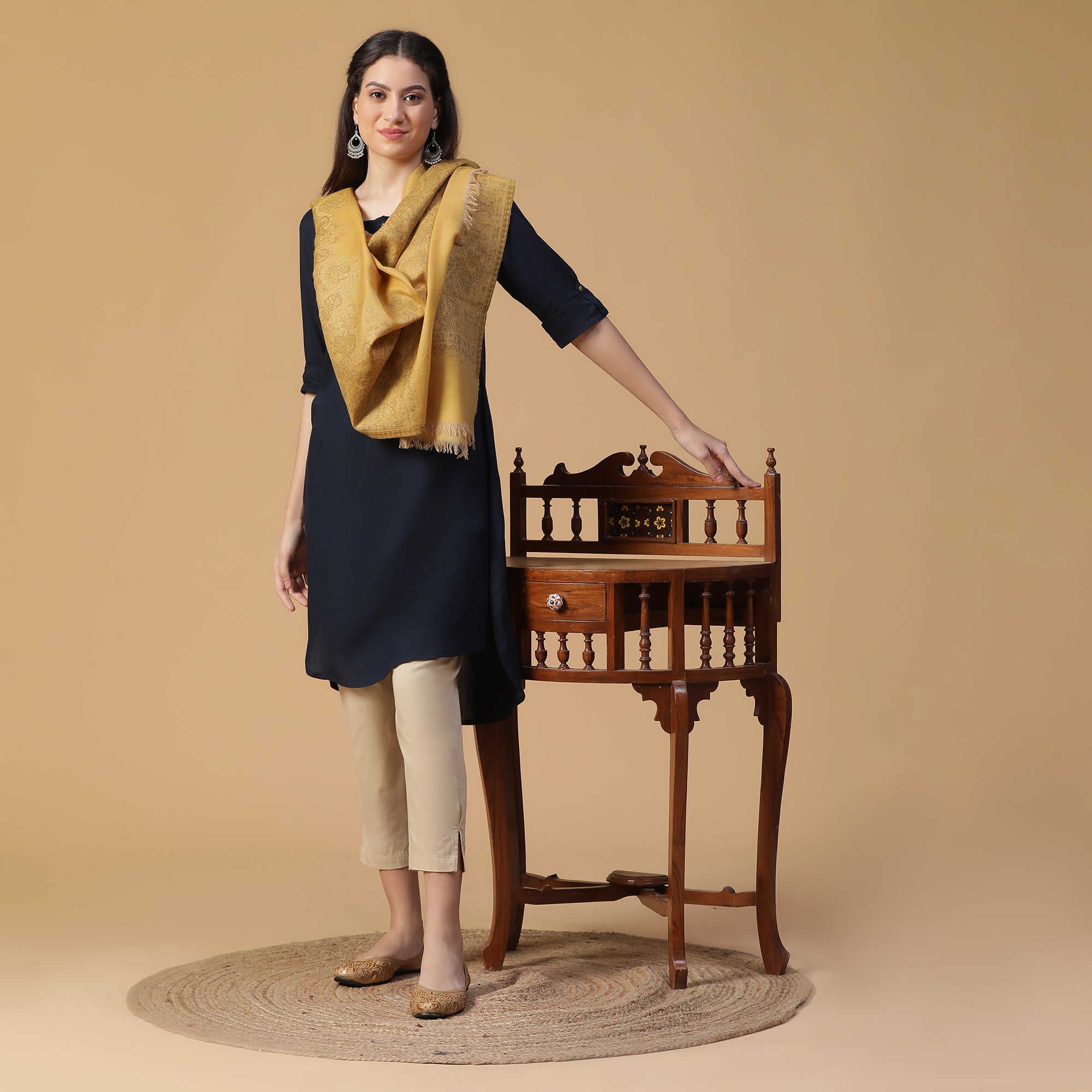Saafia Warm Woolen Woven Design Stole