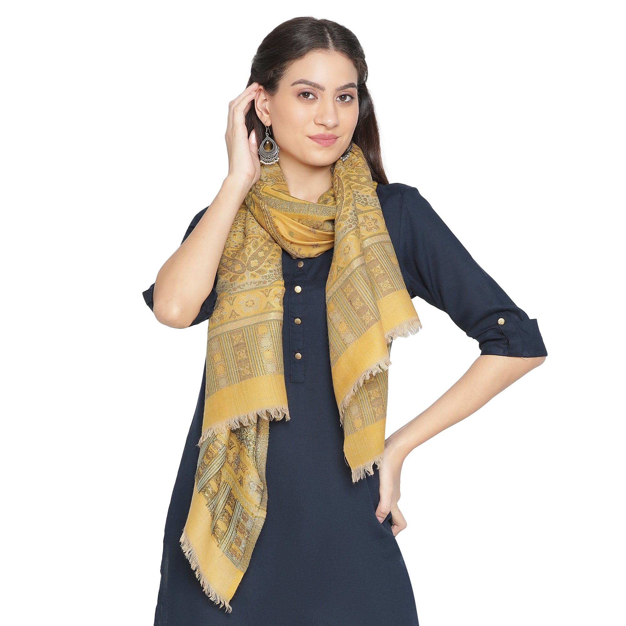 Sarah Opalescent Wool Woven Design Stole