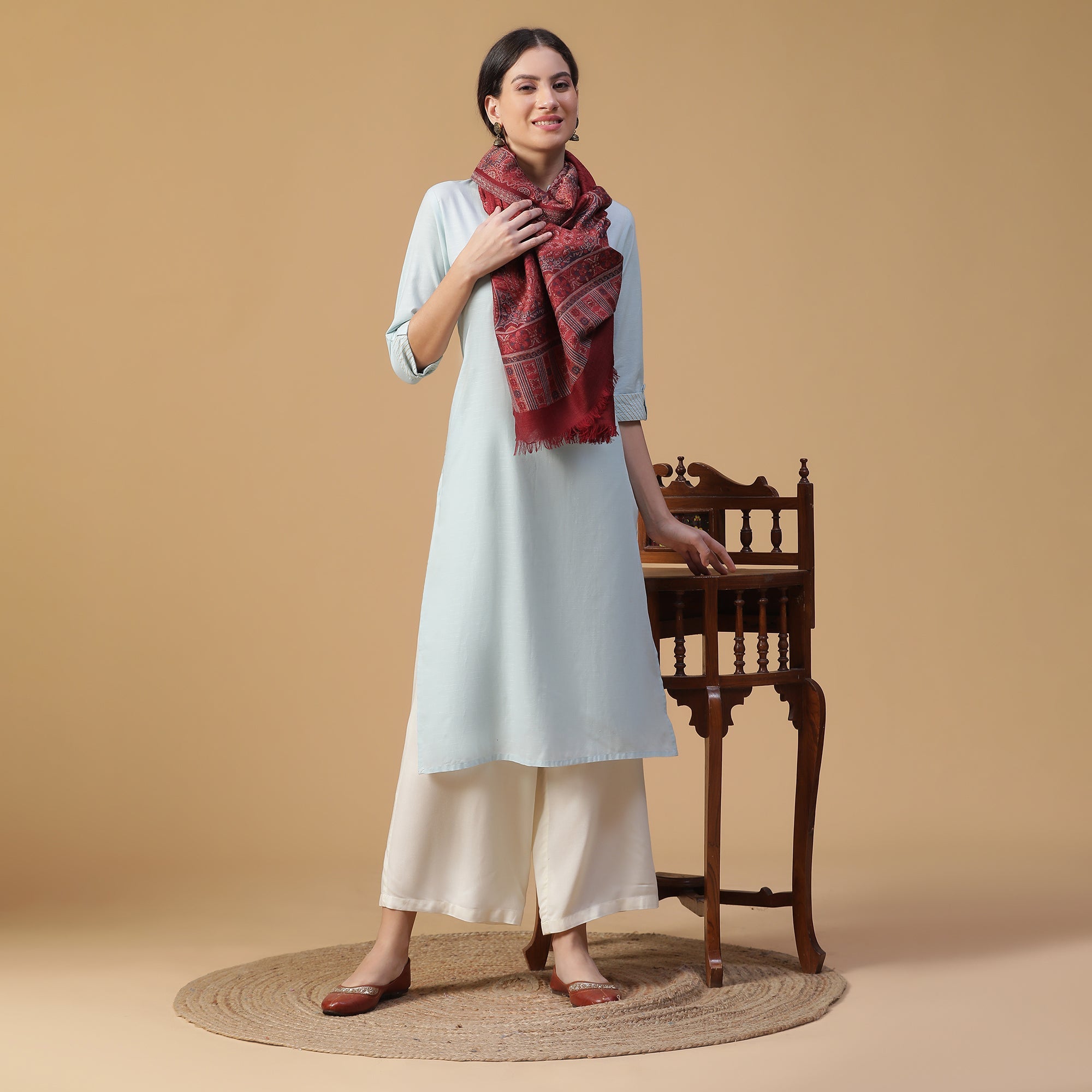 Sarah Opalescent Wool Woven Design Stole
