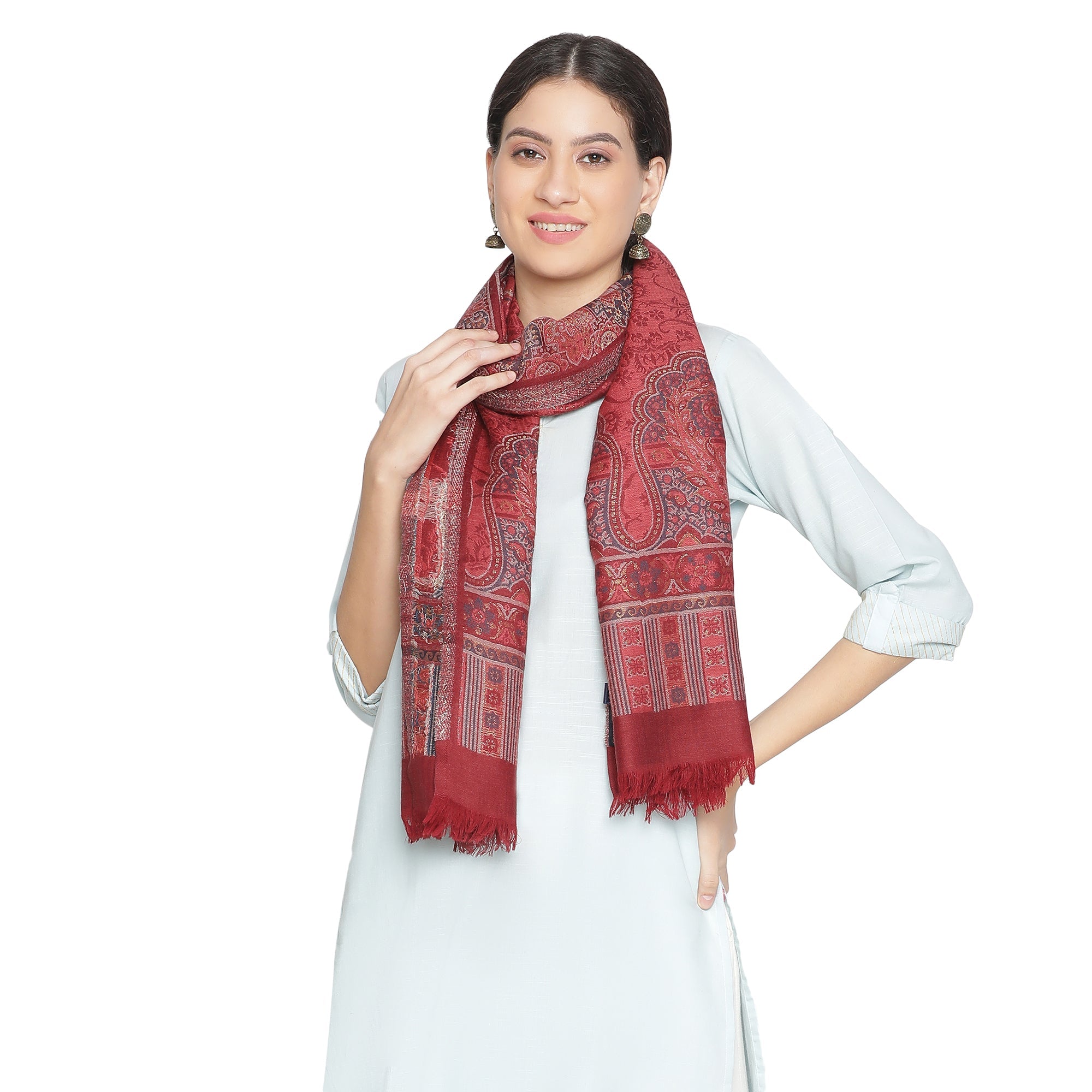 Sarah Opalescent Wool Woven Design Stole