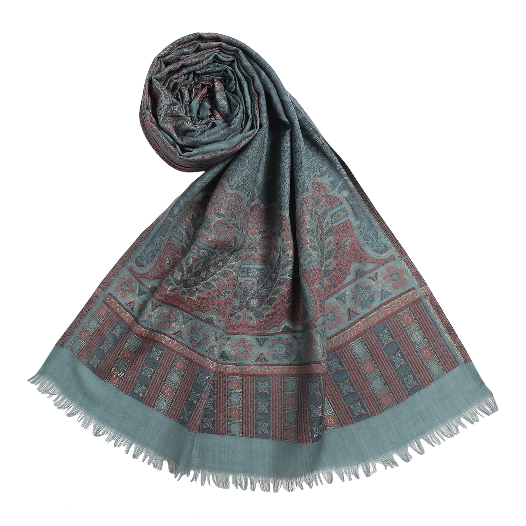 Sarah Opalescent Wool Woven Design Stole