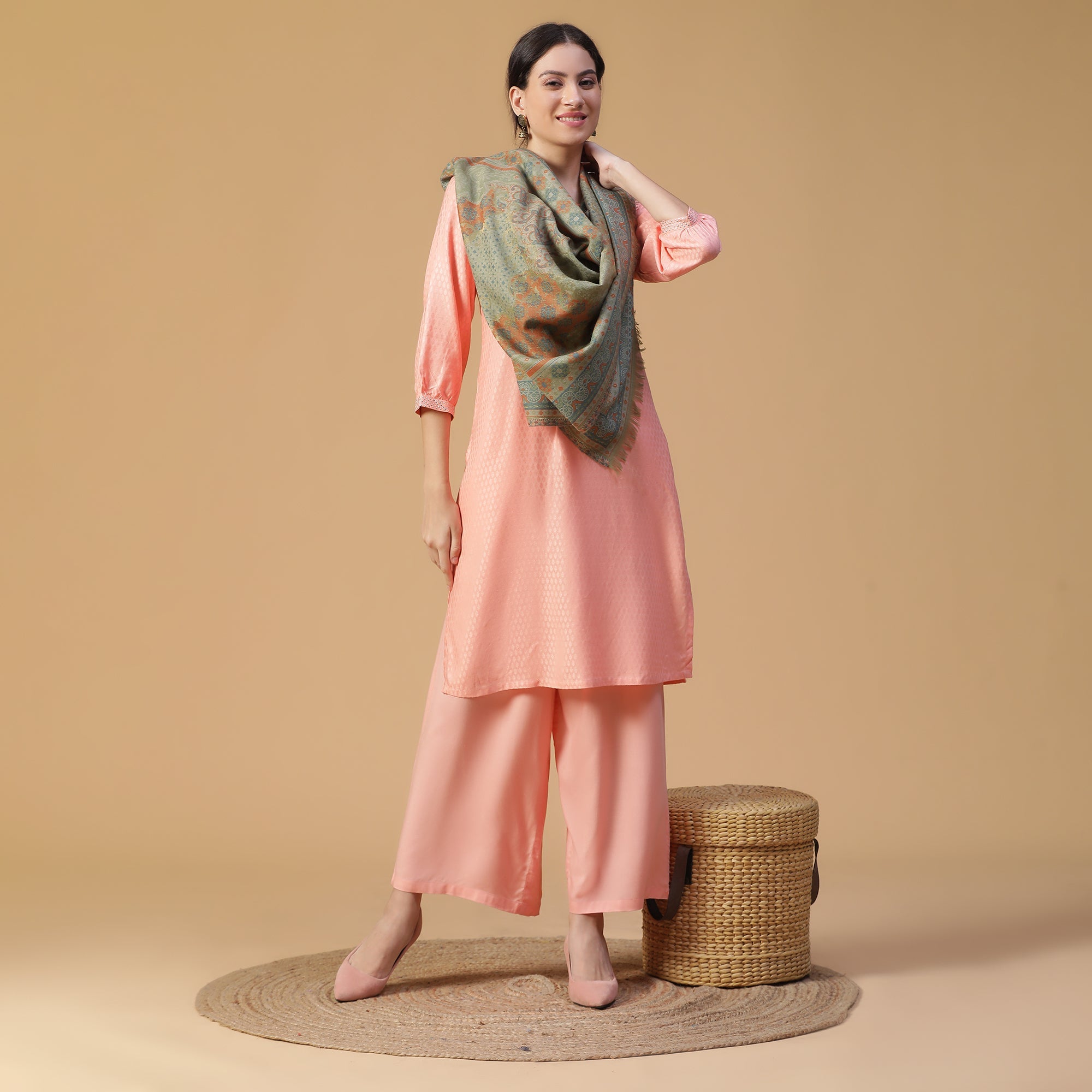 Shifa Sparkling Wool Woven Design Stole
