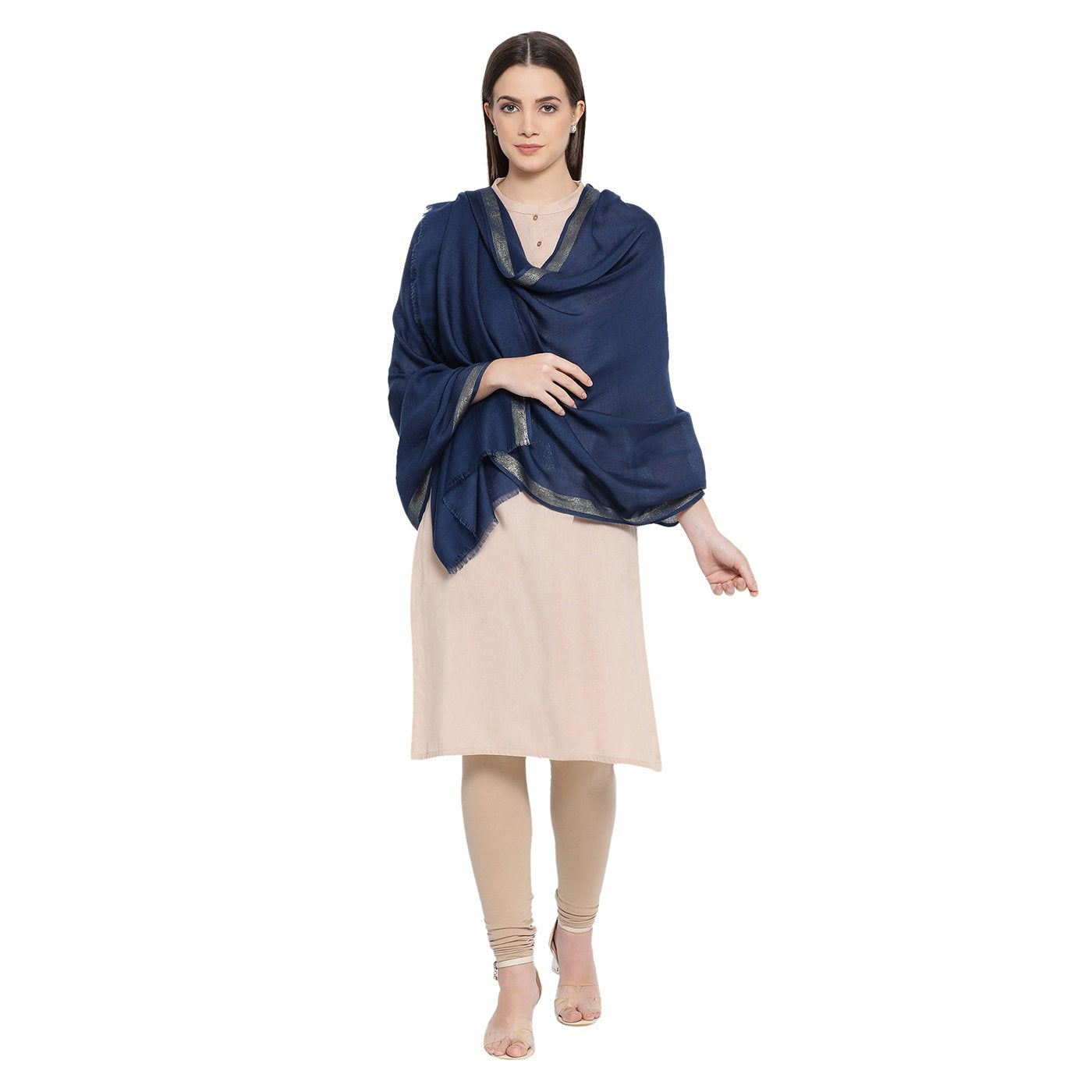 blue woolen stole for women - Shingora